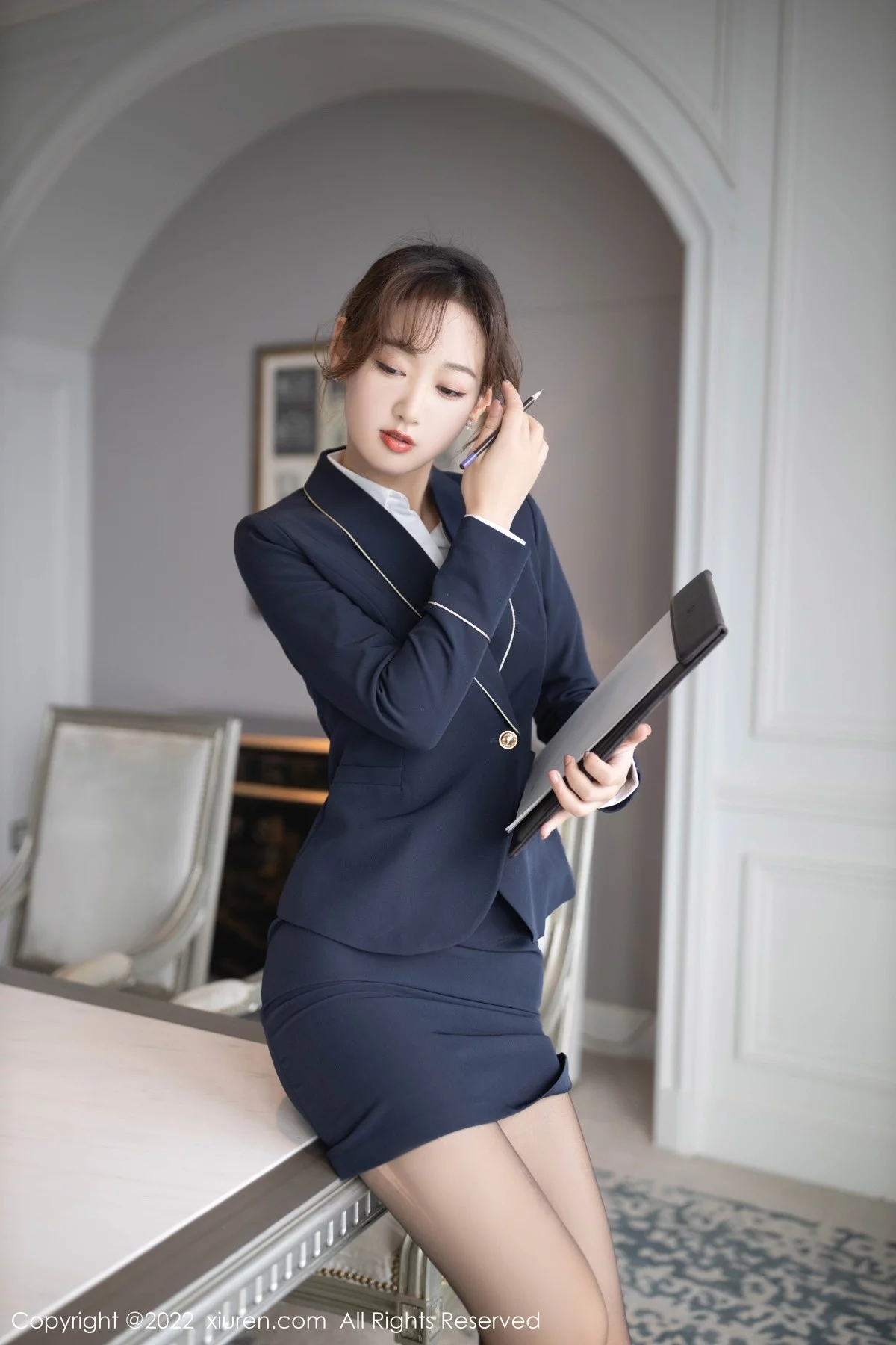 [[XiuRen秀人网]秀人网]No.4445_模特唐安琪会议室职业装主题黑色蕾丝内衣配开档黑丝诱惑写真89P