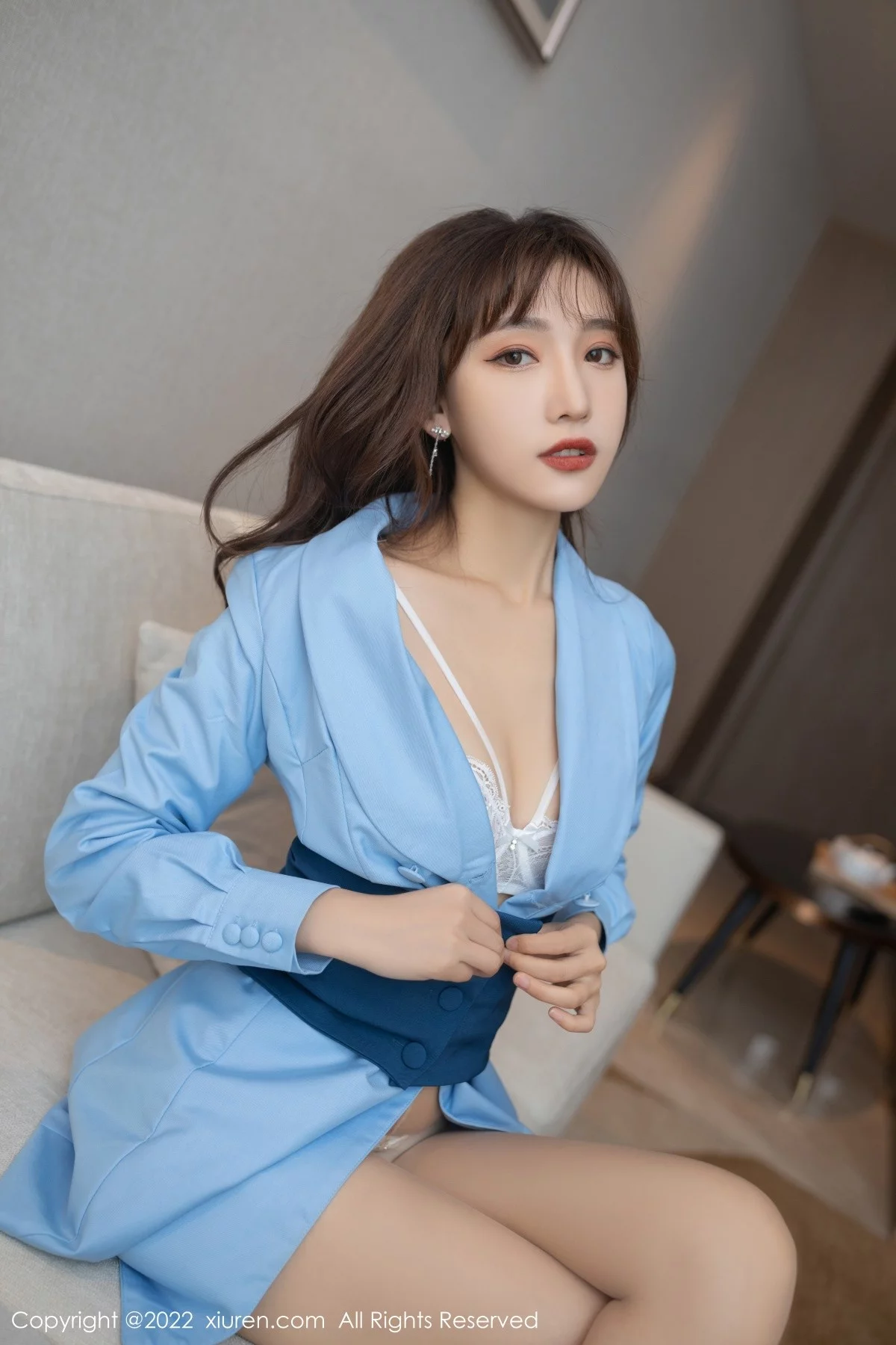 [[XiuRen秀人网]秀人网]No.4461_模特陆萱萱角色扮演主题精致白色蕾丝内衣配肉丝裤袜诱惑写真82P