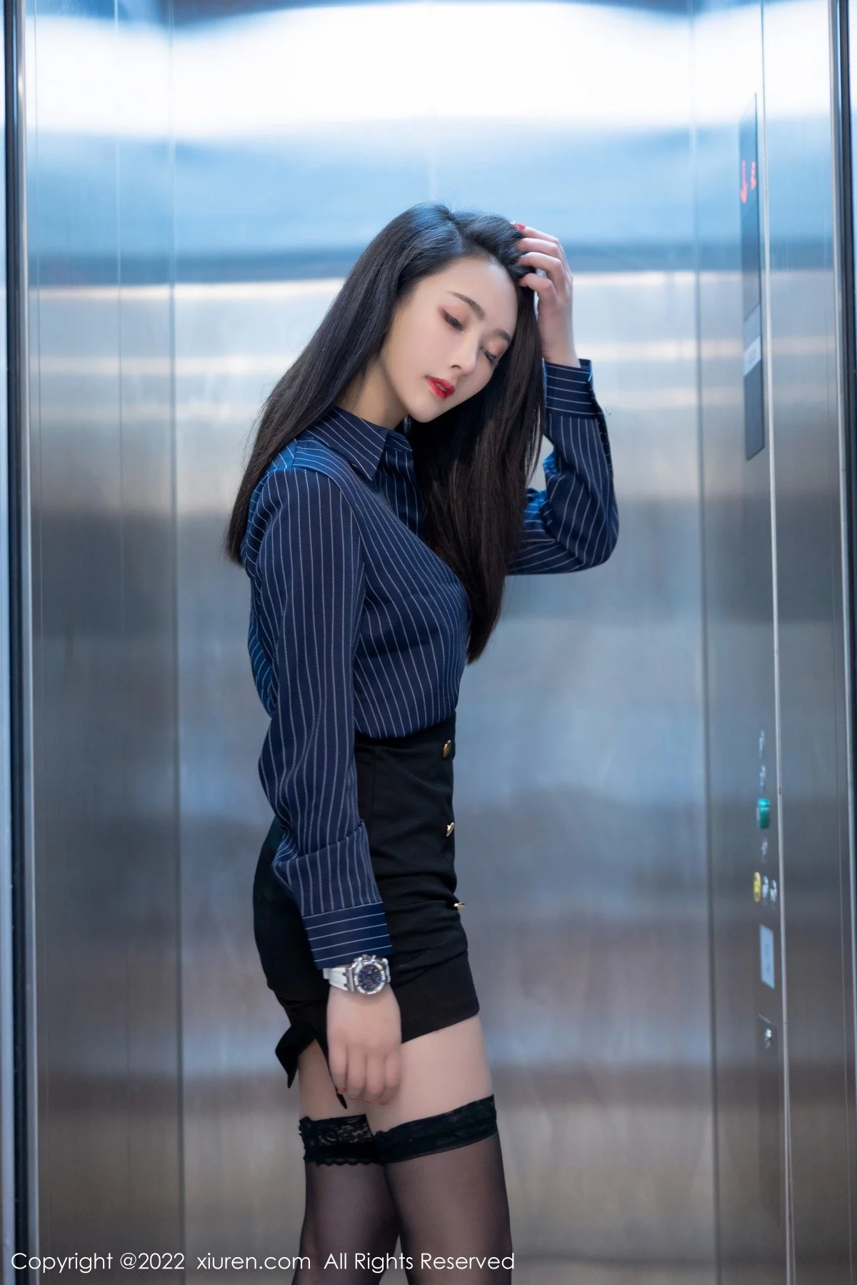 [[XiuRen秀人网]秀人网]No.4513_模特Summer宝宝电梯间主题脱衬衫露蕾丝内衣蕾丝袜魅惑写真66P