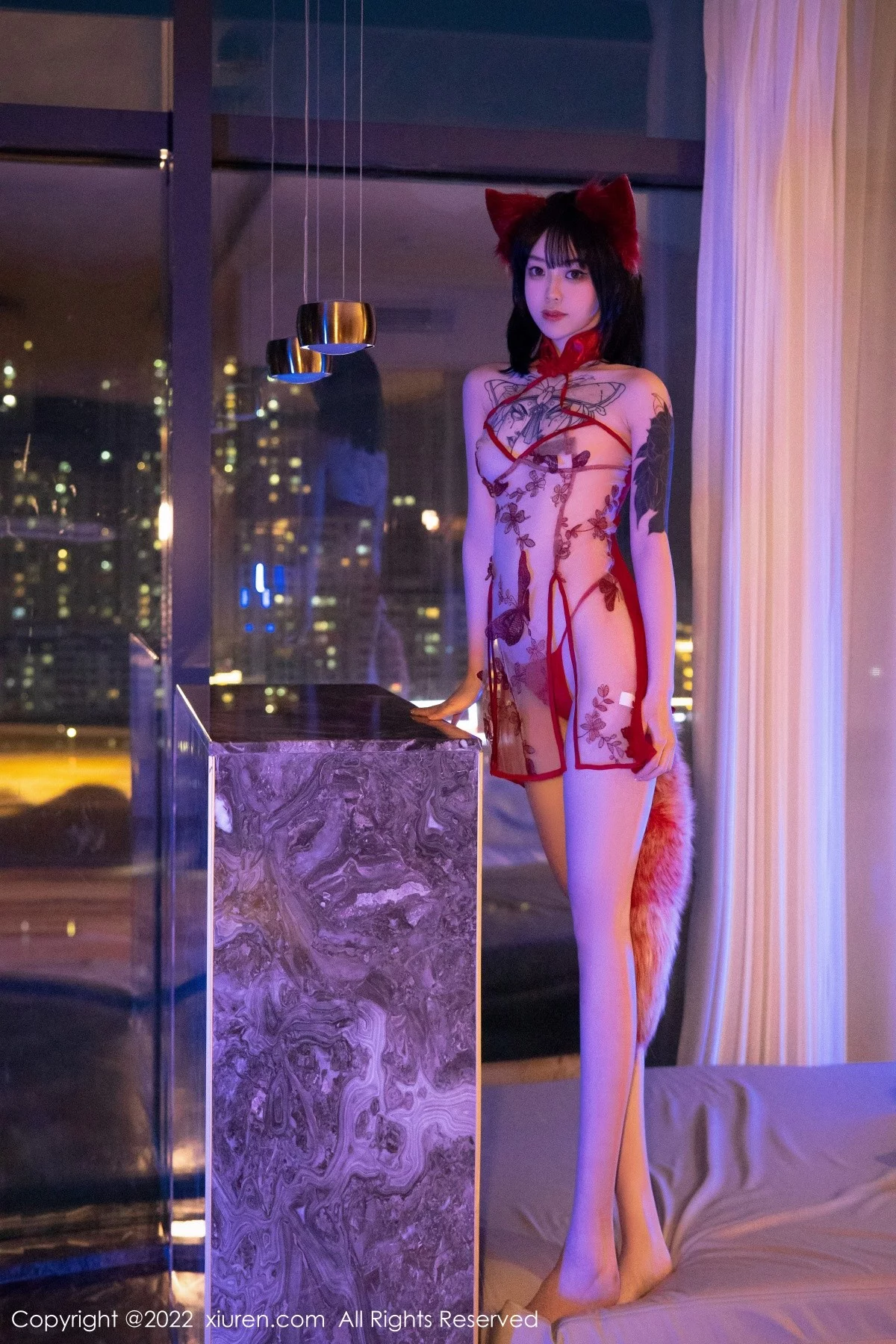 [[XiuRen秀人网]秀人网]No.4634_模特奶瓶魅惑狐狸装扮性感红色轻透服饰秀完美身材诱惑写真64P