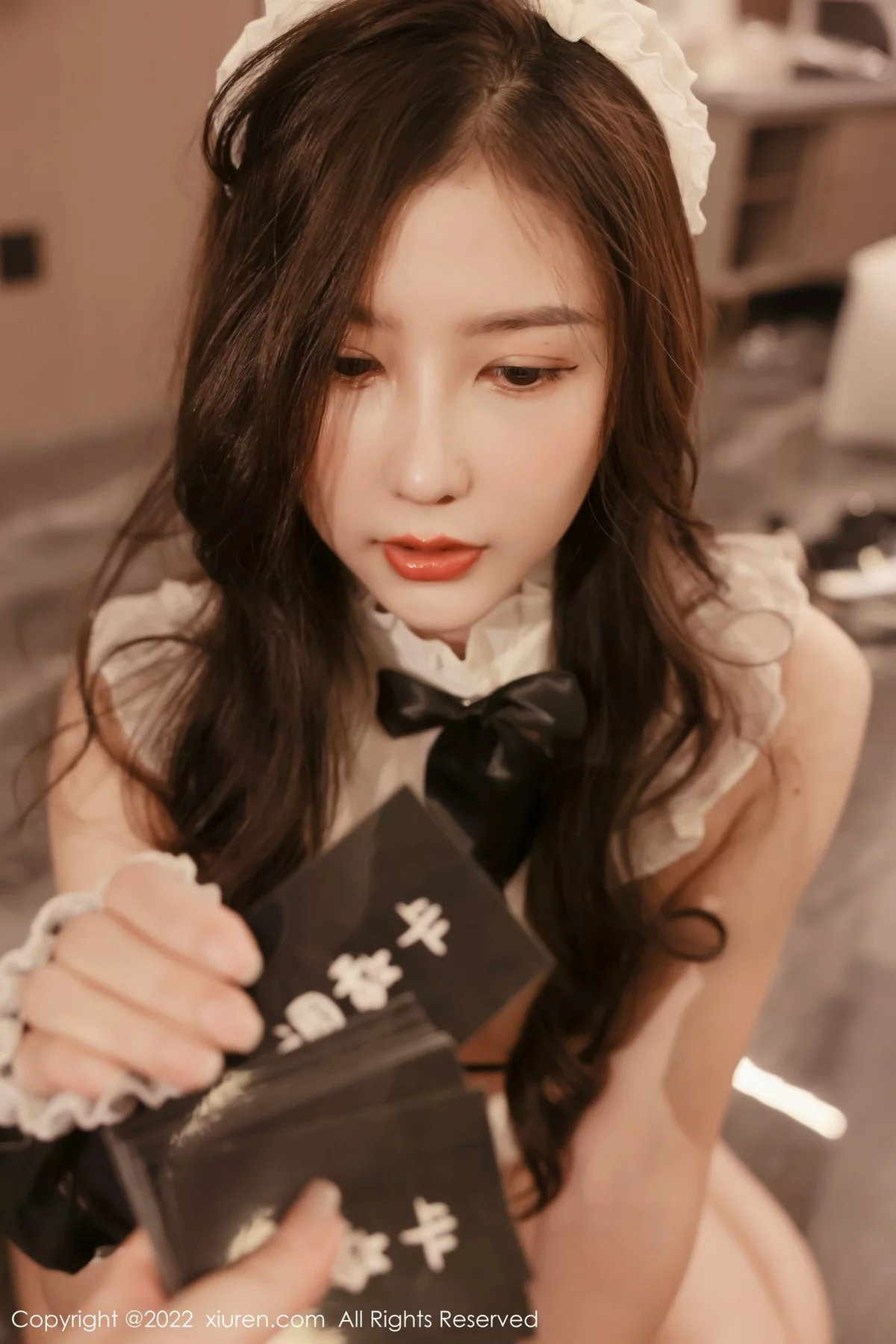 [[XiuRen秀人网]秀人网]No.4650_模特尹甜甜私房性感黑色女仆装情趣捆绑秀完美身材诱惑写真57P