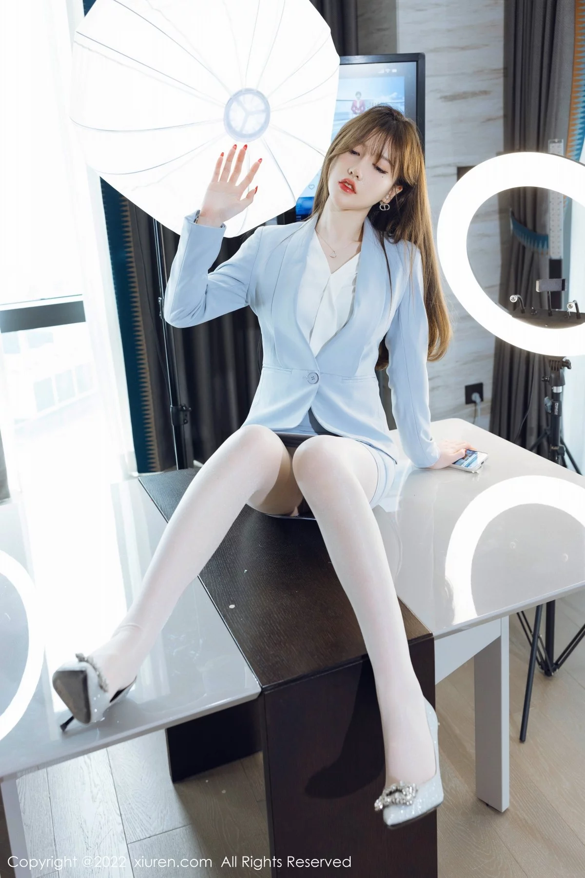 [[XiuRen秀人网]秀人网]No.4658_模特美桃酱蓝色制服系列私房半脱露性感内衣超薄肉丝诱惑写真64P