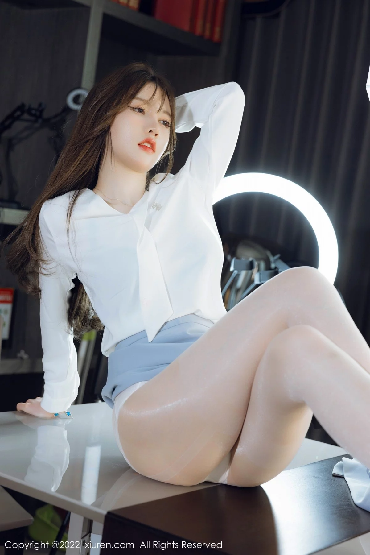 [[XiuRen秀人网]秀人网]No.4658_模特美桃酱蓝色制服系列私房半脱露性感内衣超薄肉丝诱惑写真64P