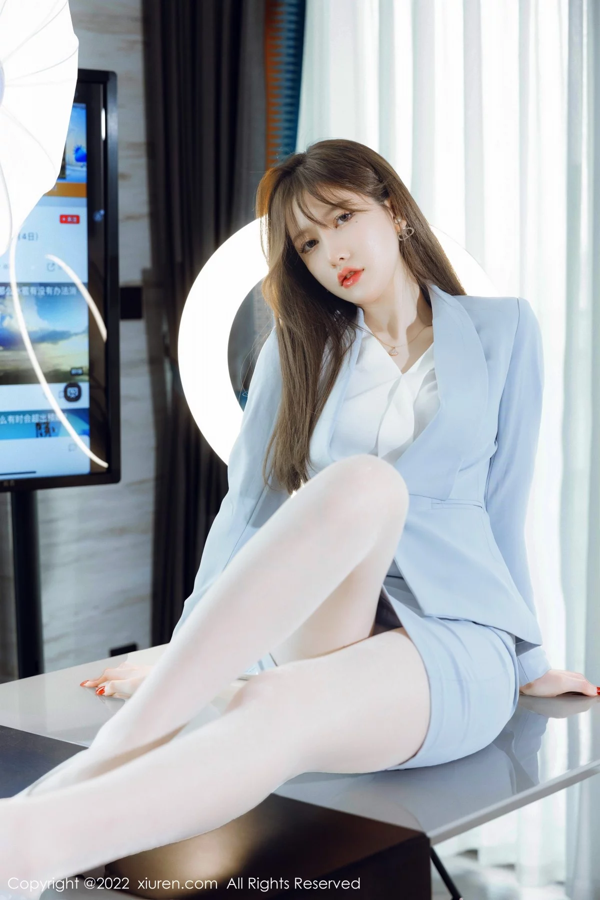 [[XiuRen秀人网]秀人网]No.4658_模特美桃酱蓝色制服系列私房半脱露性感内衣超薄肉丝诱惑写真64P