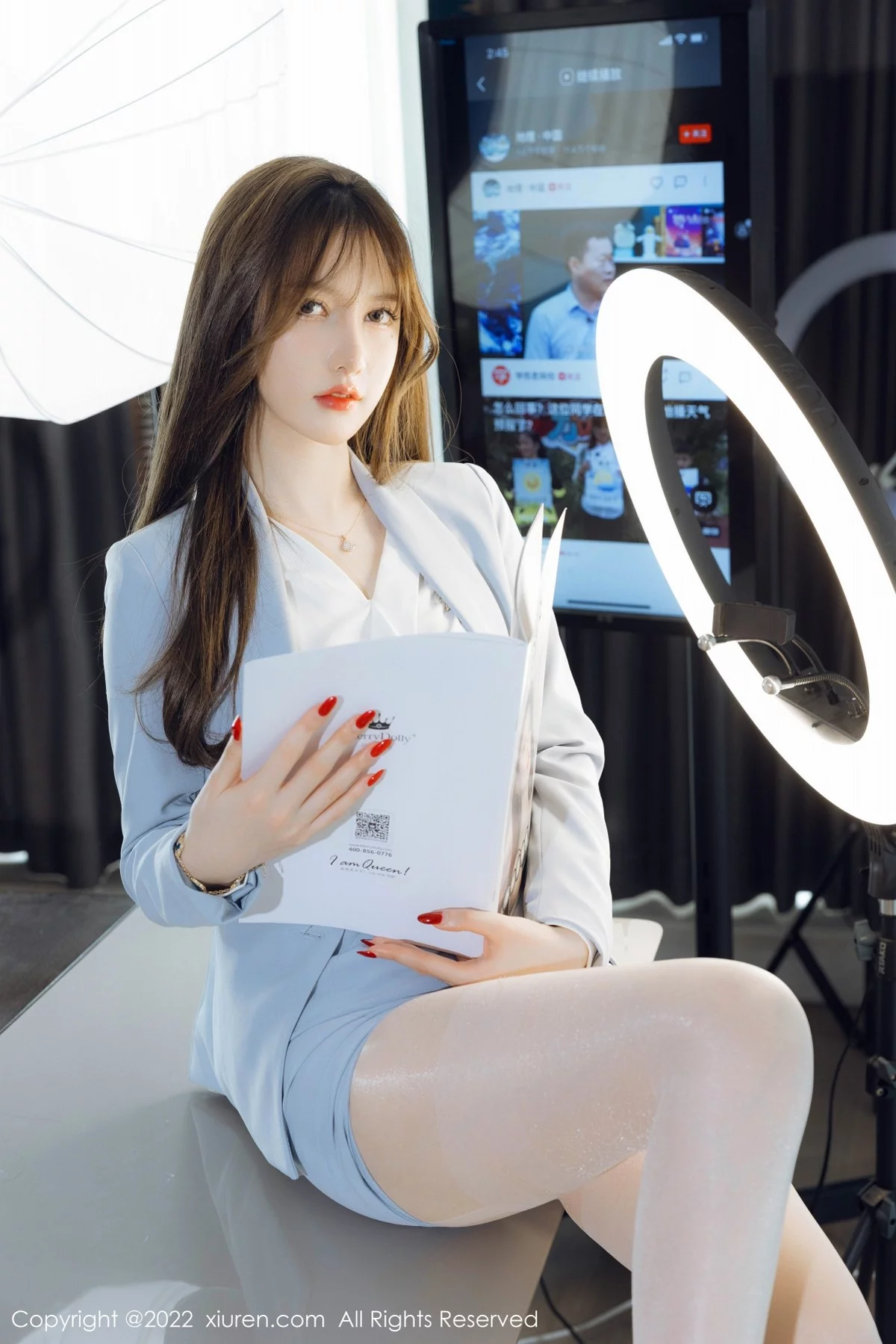 [[XiuRen秀人网]秀人网]No.4658_模特美桃酱蓝色制服系列私房半脱露性感内衣超薄肉丝诱惑写真64P