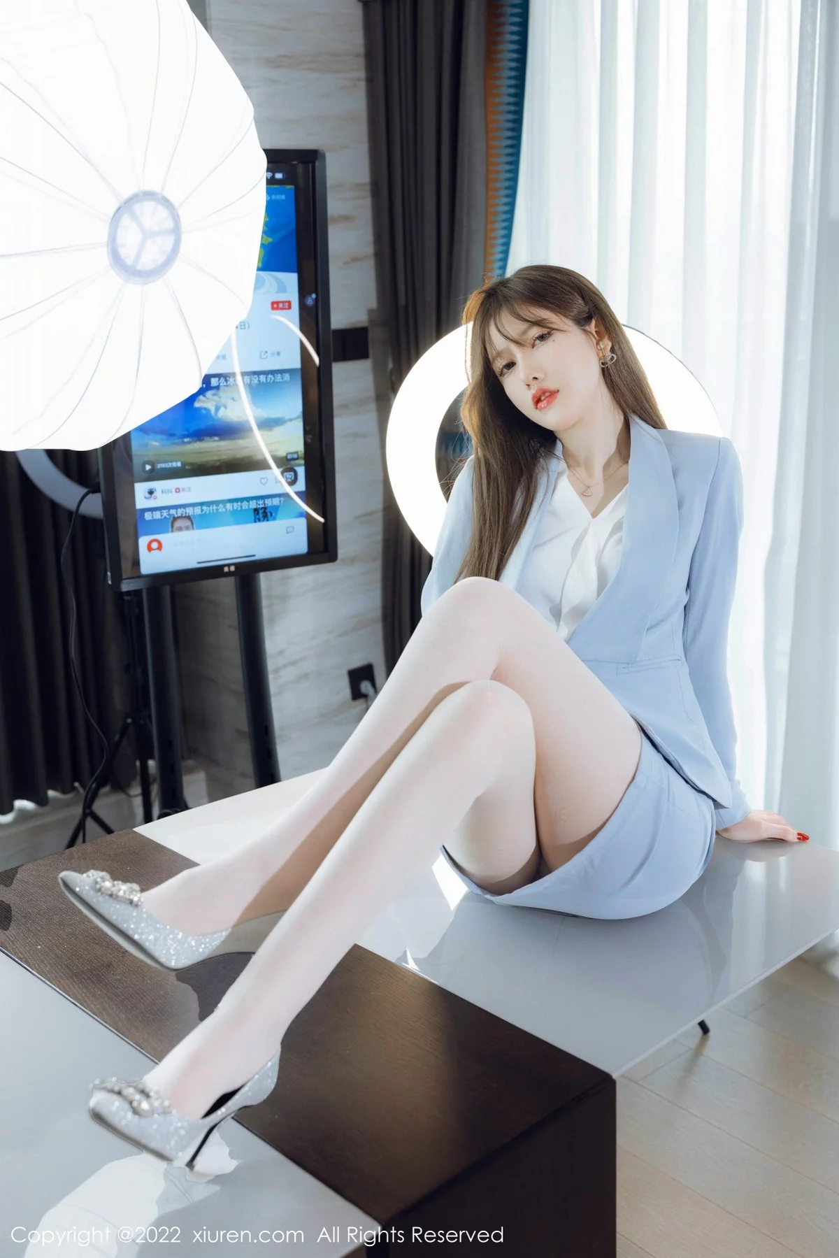 [[XiuRen秀人网]秀人网]No.4658_模特美桃酱蓝色制服系列私房半脱露性感内衣超薄肉丝诱惑写真64P