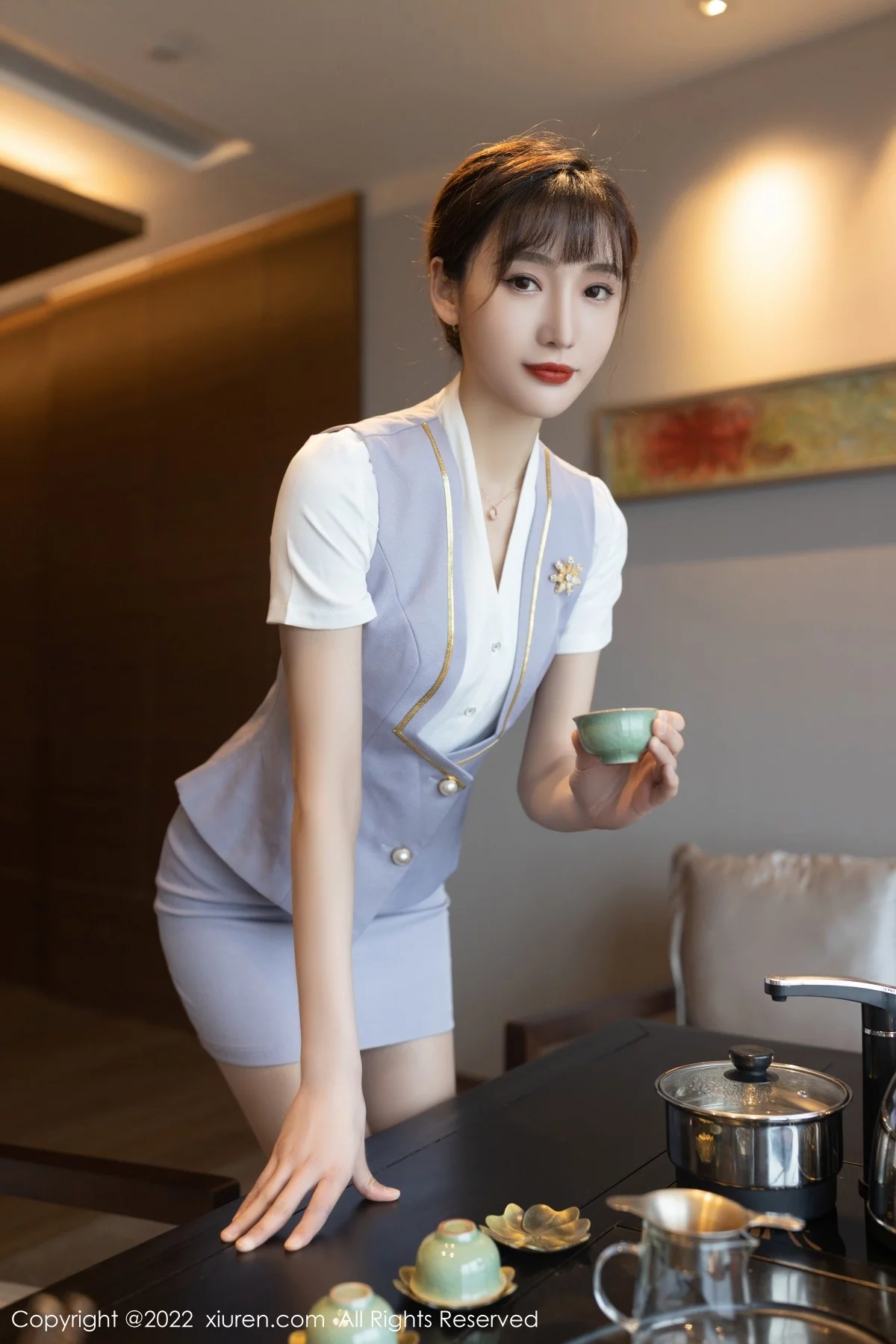 [[XiuRen秀人网]秀人网]No.4694_模特陆萱萱珠三角旅拍茶艺师角色扮演红色内衣配肉丝诱惑写真78P