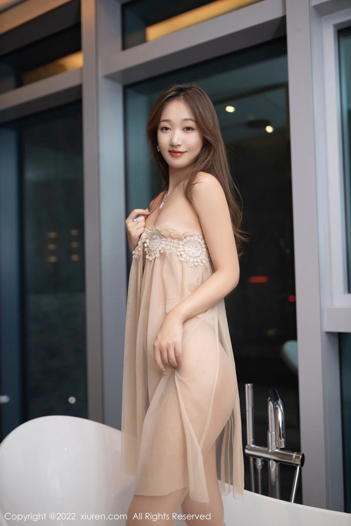 [[XiuRen秀人网]秀人网]No.4601_模特唐安琪性感薄纱轻透连衣裙配诱人肉丝裤袜撩人诱惑写真73P