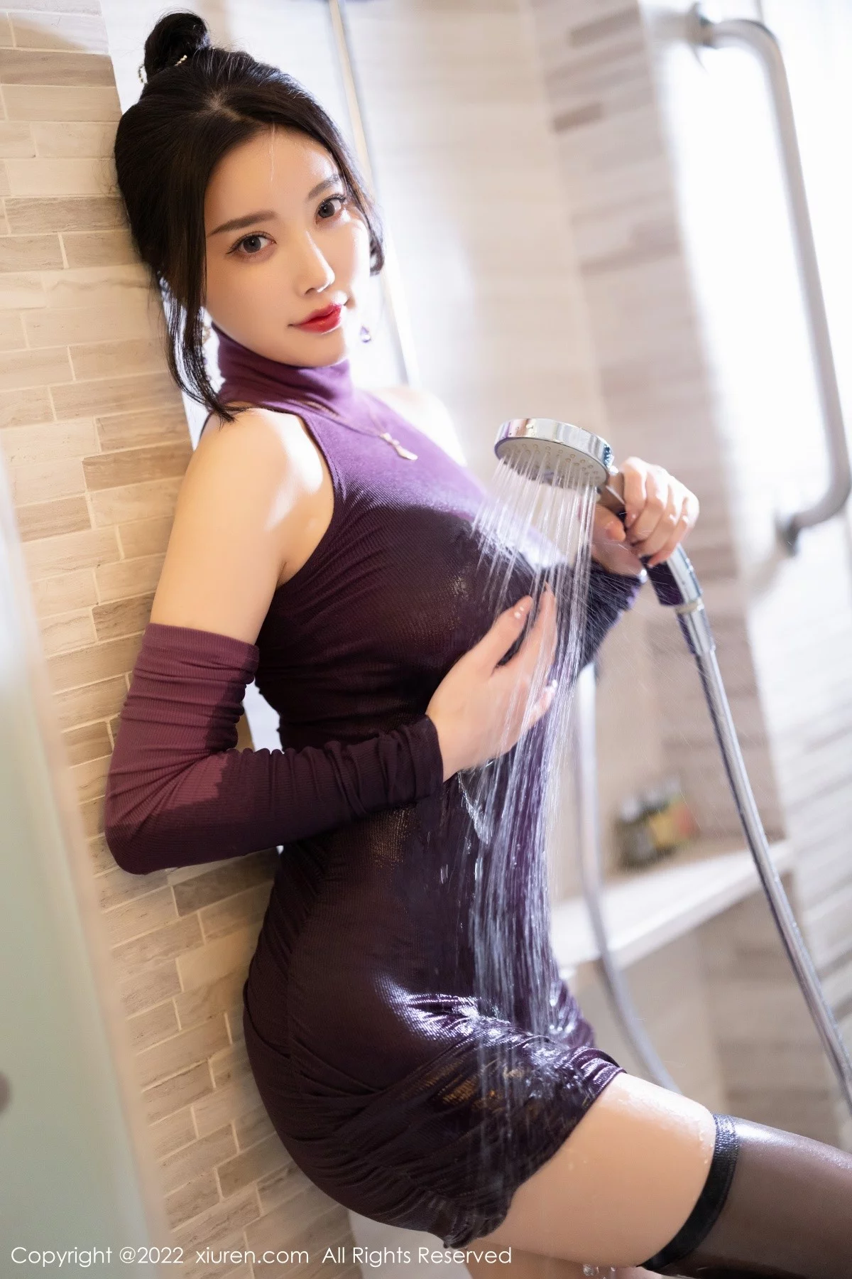 [[XiuRen秀人网]秀人网]No.4989_女神杨晨晨Yome私房浴室紫色连衣短裙真空秀完美身材诱惑写真87P