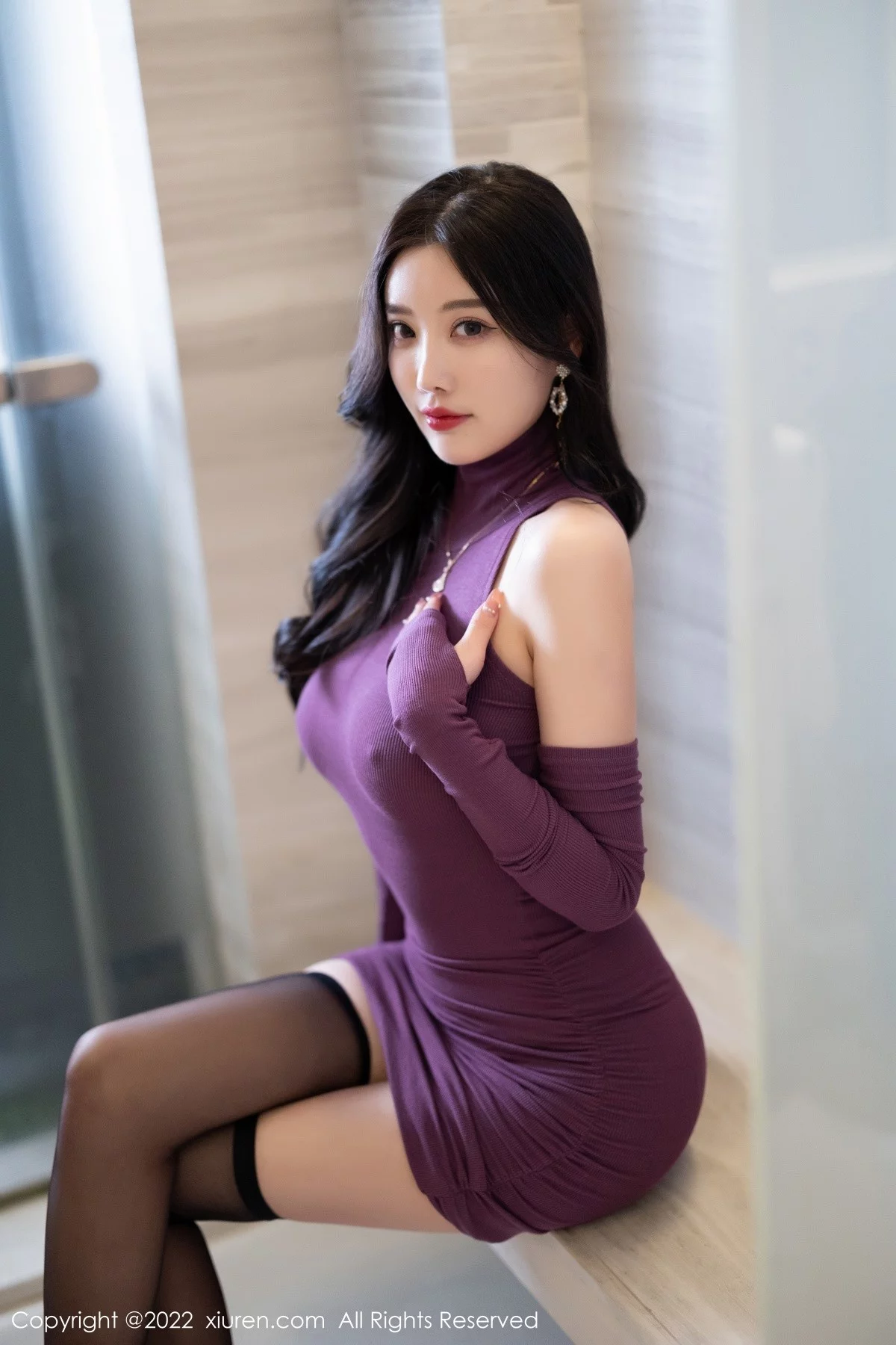 [[XiuRen秀人网]秀人网]No.4989_女神杨晨晨Yome私房浴室紫色连衣短裙真空秀完美身材诱惑写真87P