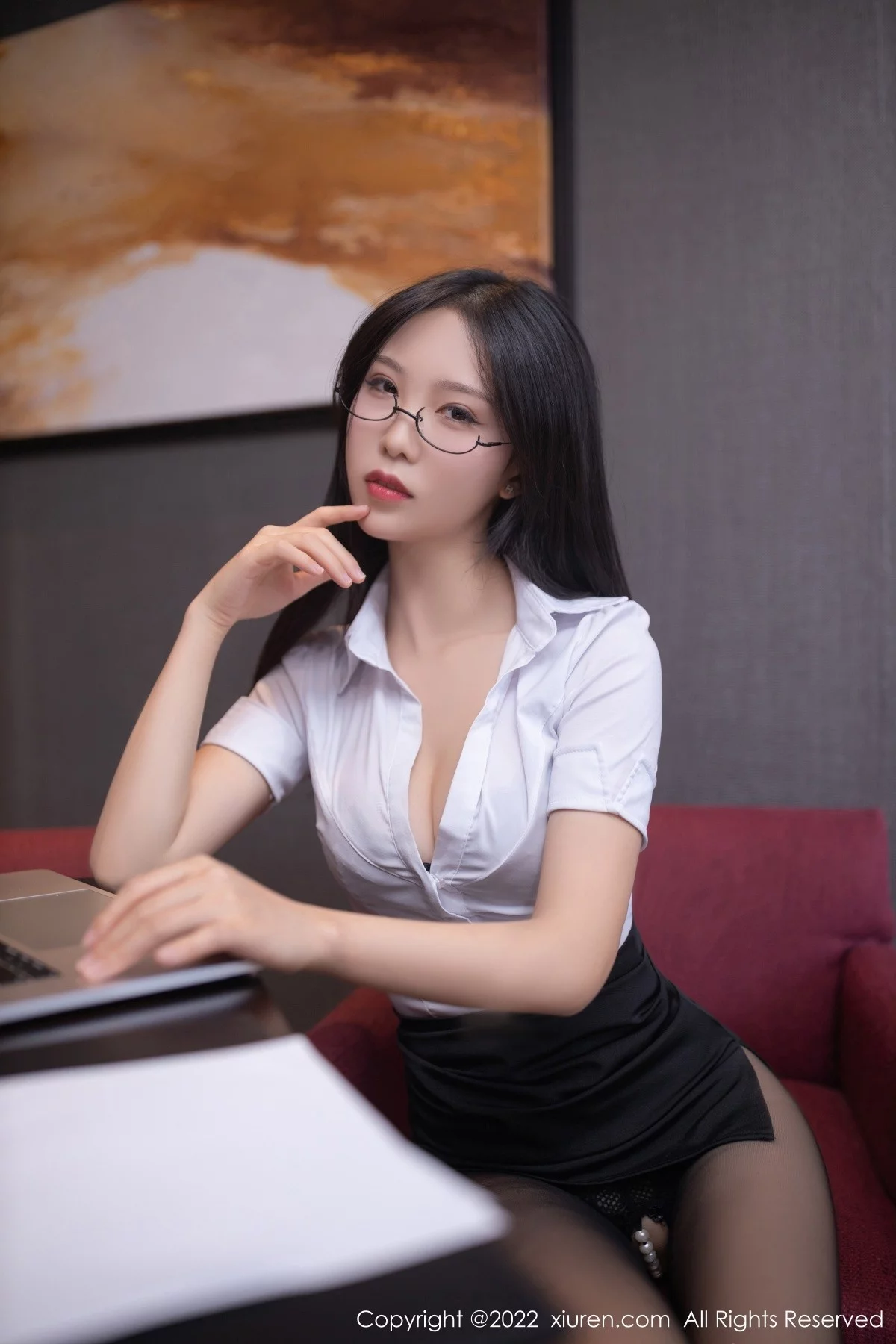 [[XiuRen秀人网]秀人网]No.5086_模特利世角色扮演白T配黑短裙半脱露黑色蕾丝内衣极致诱惑写真74P