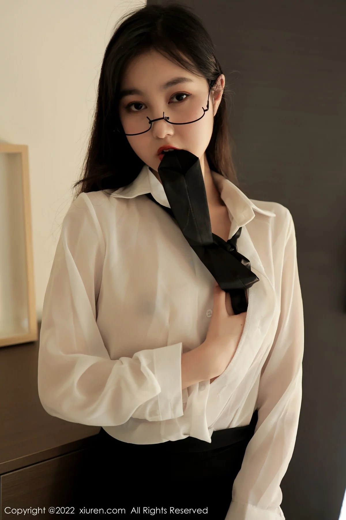 [[XiuRen秀人网]秀人网]No.5117_模特谢晚晚性感白T配黑色短裙露超薄黑丝秀翘臀美腿诱惑写真83P