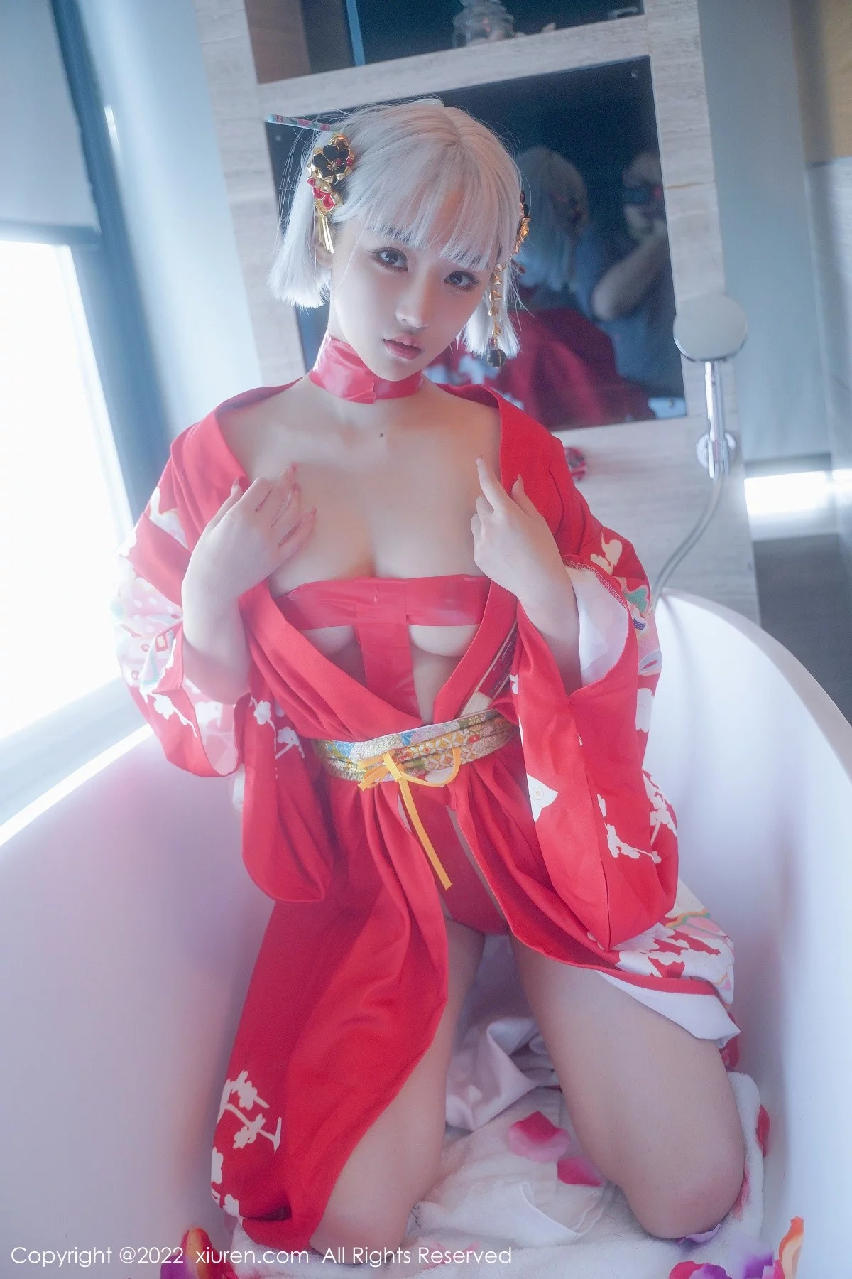 [[XiuRen秀人网]秀人网]No.5134_模特西门小玉蒸汽浴室里红带裹身秀火辣身材傲人豪乳诱惑写真66P