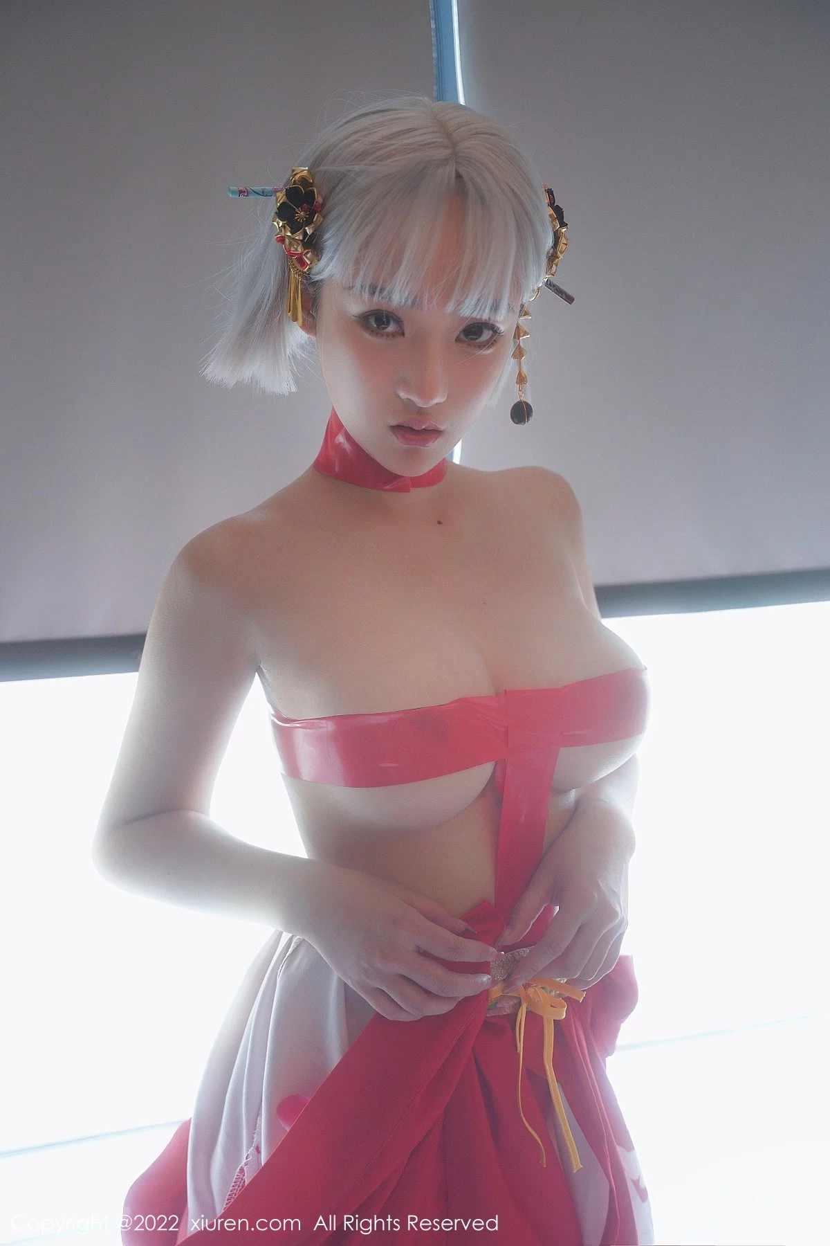 [[XiuRen秀人网]秀人网]No.5134_模特西门小玉蒸汽浴室里红带裹身秀火辣身材傲人豪乳诱惑写真66P