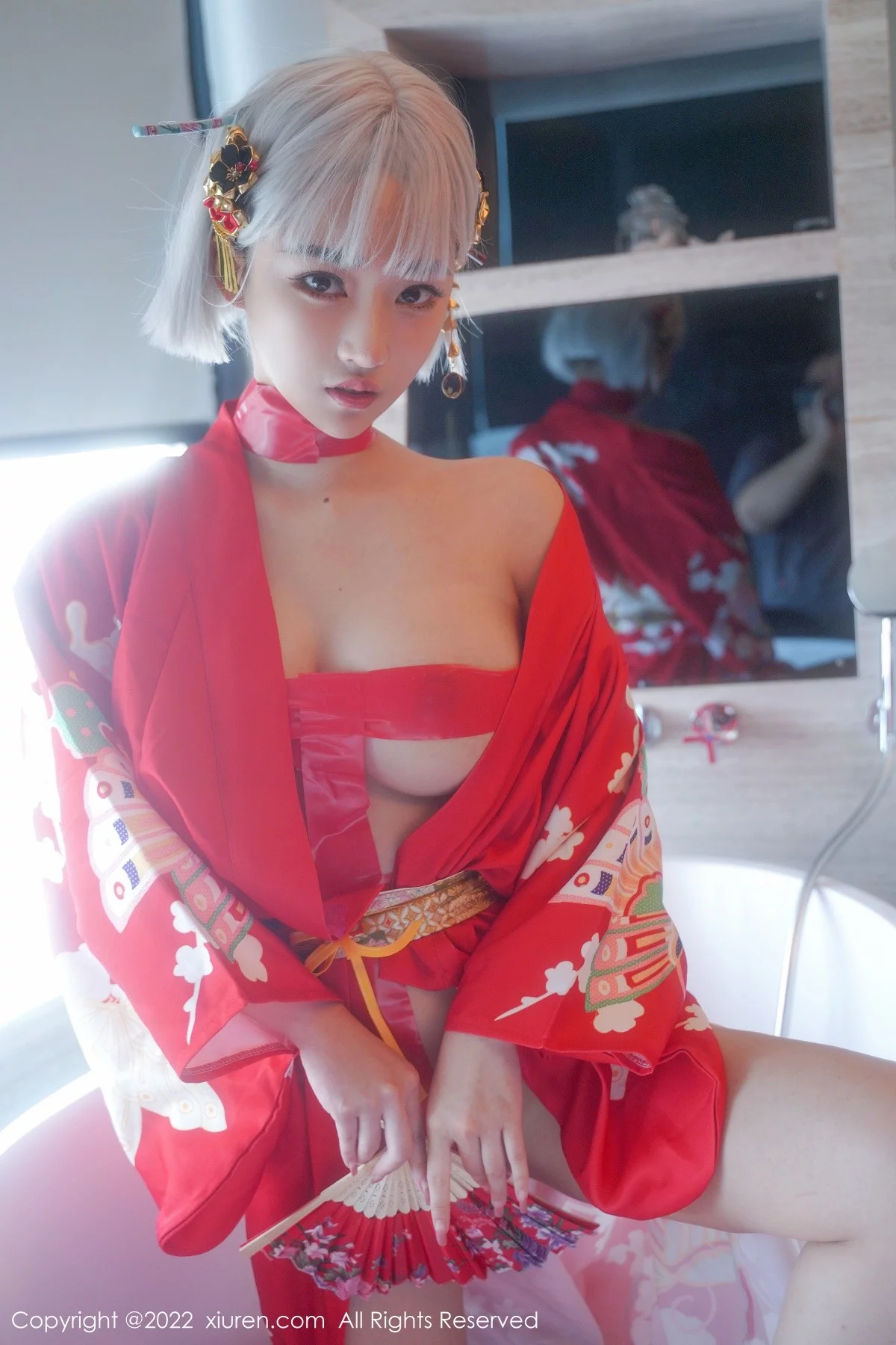 [[XiuRen秀人网]秀人网]No.5134_模特西门小玉蒸汽浴室里红带裹身秀火辣身材傲人豪乳诱惑写真66P