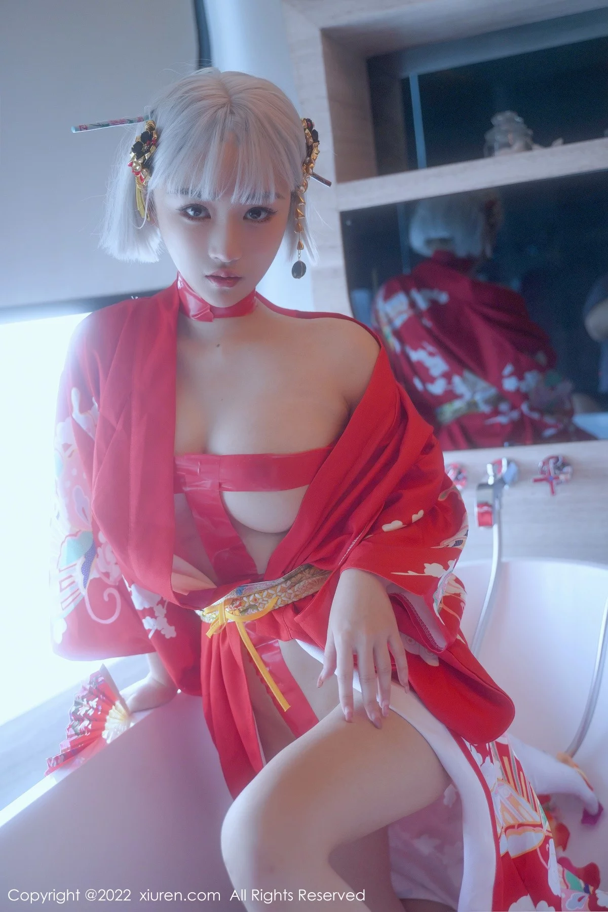 [[XiuRen秀人网]秀人网]No.5134_模特西门小玉蒸汽浴室里红带裹身秀火辣身材傲人豪乳诱惑写真66P