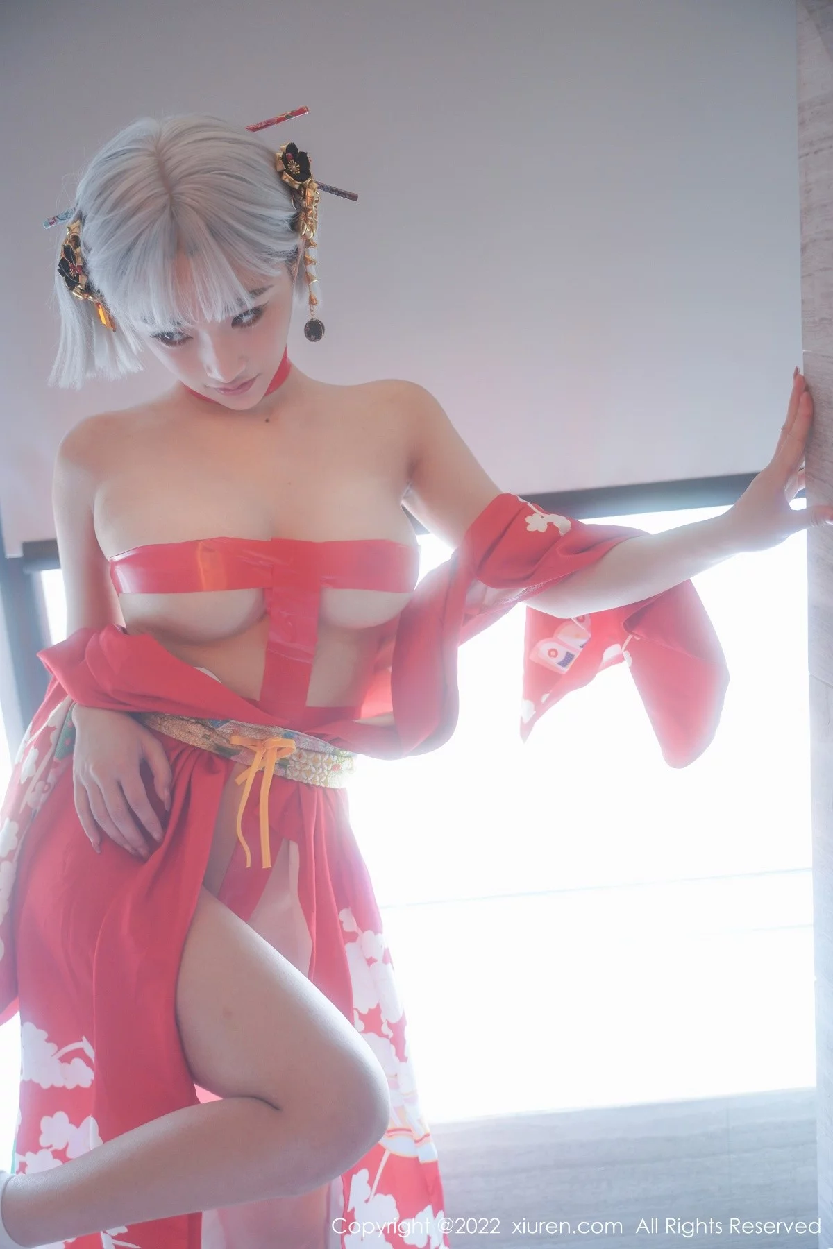 [[XiuRen秀人网]秀人网]No.5134_模特西门小玉蒸汽浴室里红带裹身秀火辣身材傲人豪乳诱惑写真66P