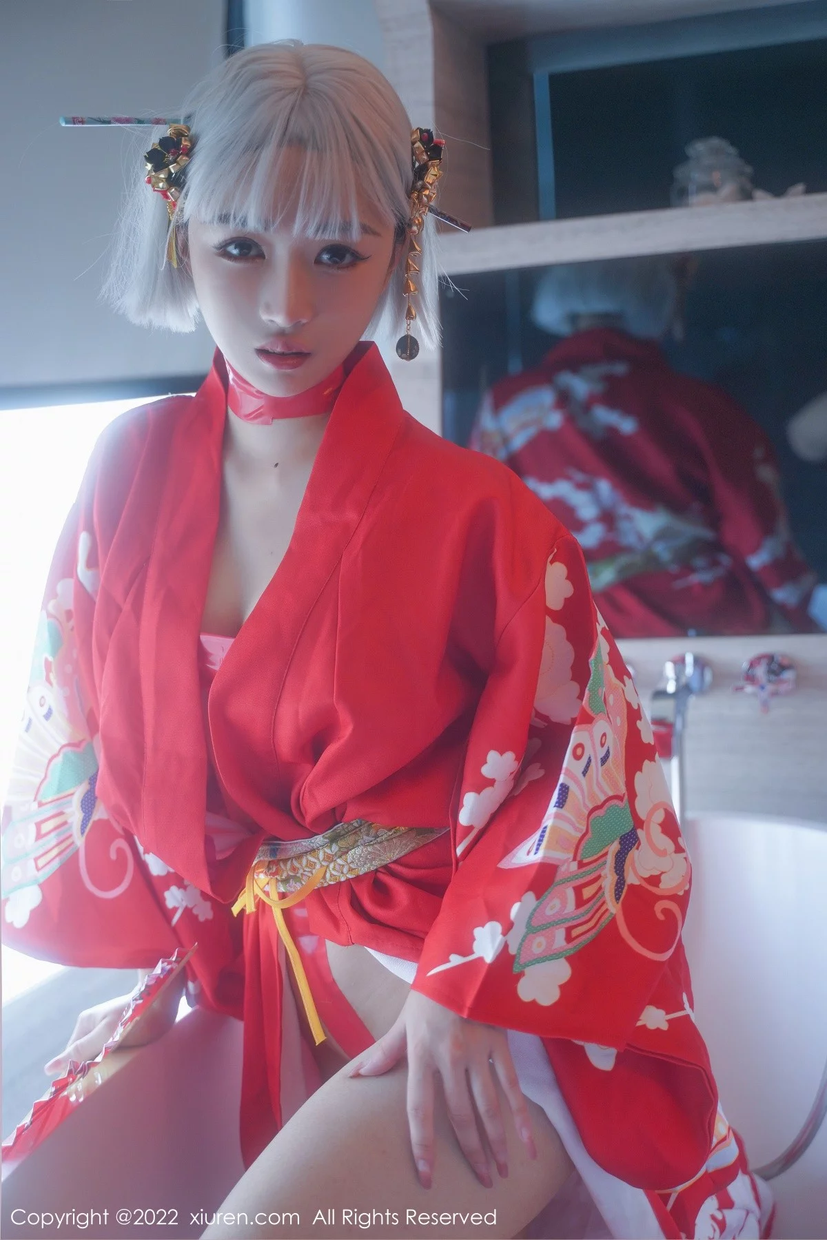 [[XiuRen秀人网]秀人网]No.5134_模特西门小玉蒸汽浴室里红带裹身秀火辣身材傲人豪乳诱惑写真66P