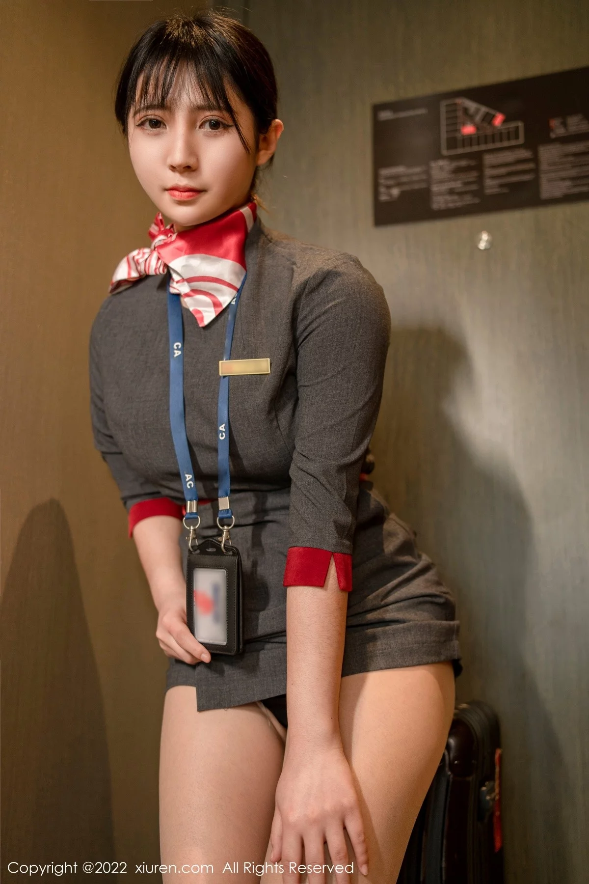 [[XiuRen秀人网]秀人网]No.5149_模特久久Aimee客服制服露黑色连体衣配开档肉丝秀翘臀诱惑写真64P