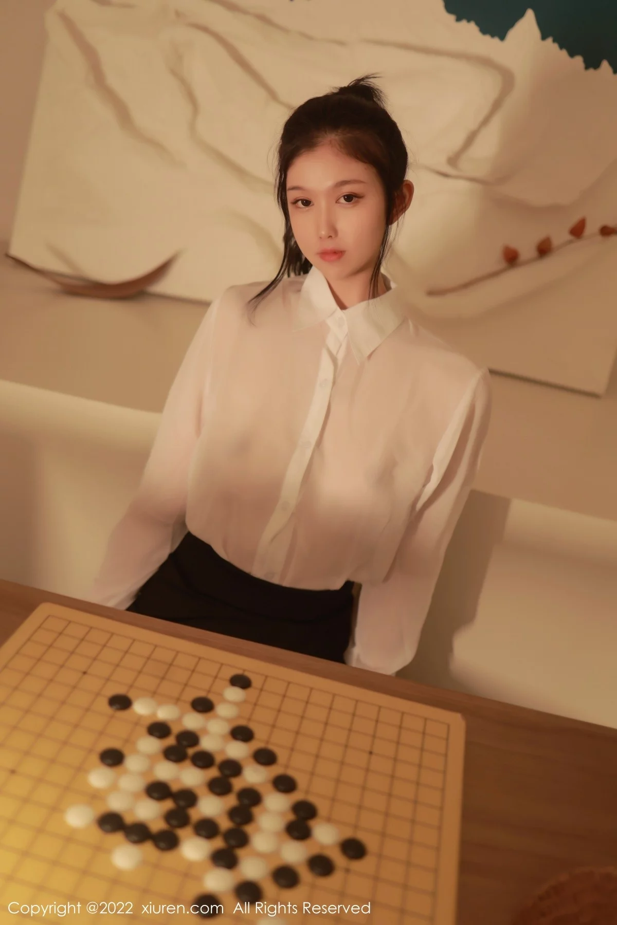 [[XiuRen秀人网]秀人网]No.5057_模特李雅柔白色轻透上衣配黑色短裙露开档黑丝秀翘臀诱惑写真65P