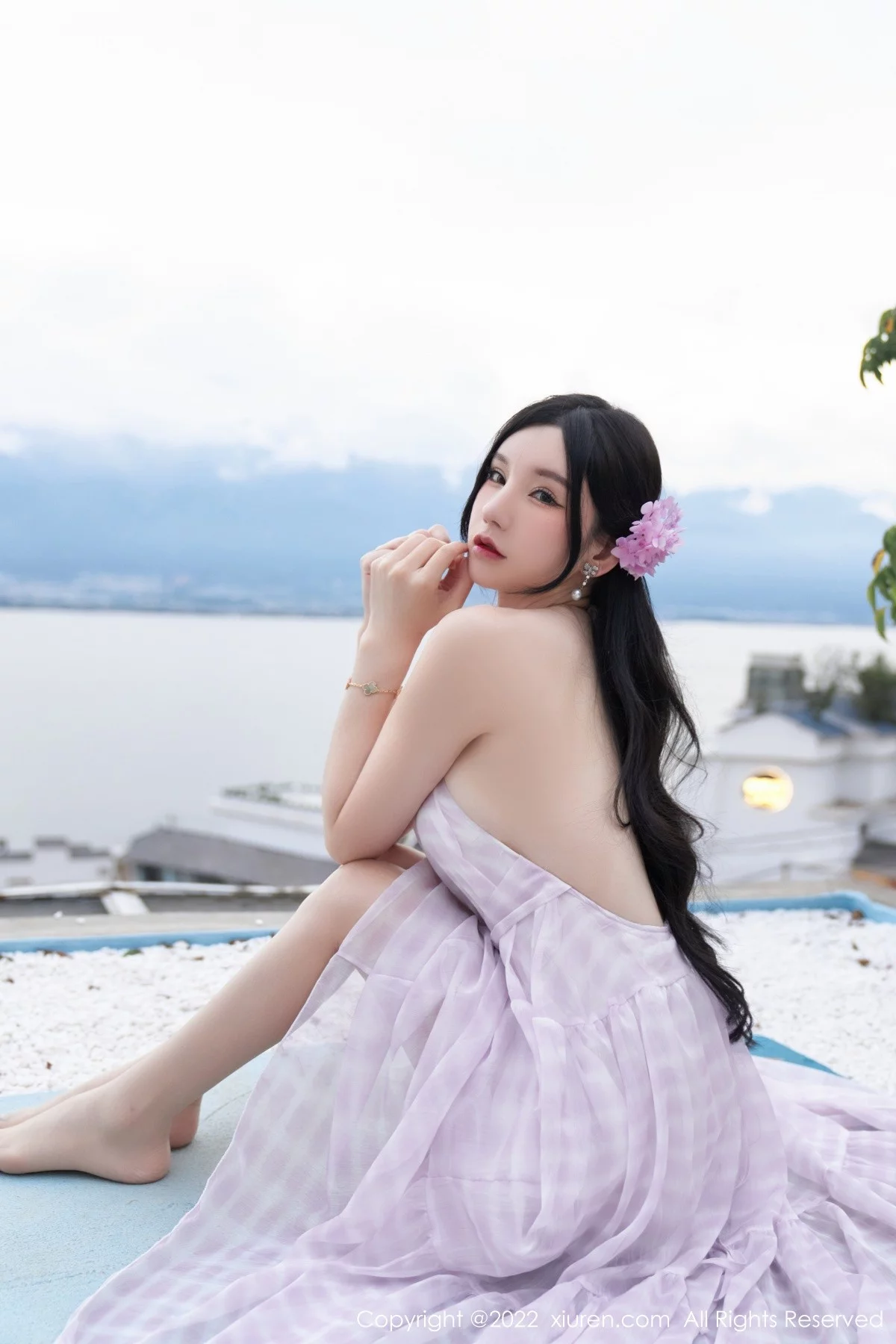 [[XiuRen秀人网]秀人网]No.5207_女神周于希Sally心愿旅拍脱连衣长裙露性感白色网纱内衣诱惑写真79P