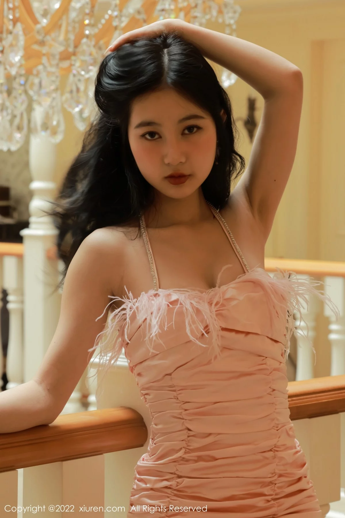 [[XiuRen秀人网]秀人网]No.5235_模特谢晚晚澳门旅拍性感粉色吊带配超薄肉丝半脱秀翘臀诱惑写真52P