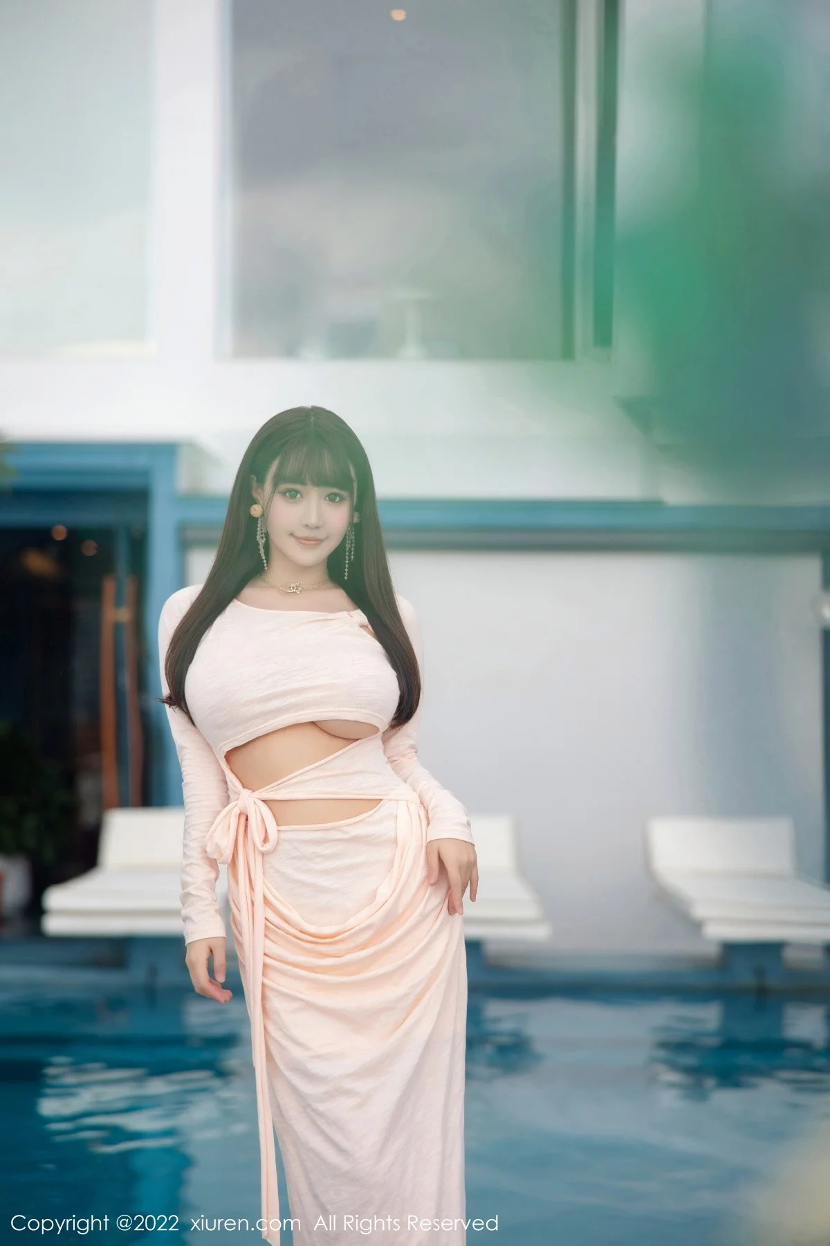 [[XiuRen秀人网]秀人网]No.5248_女神朱可儿Flora大理旅拍浅色镂空连衣裙配超薄肉丝撩人诱惑写真90P