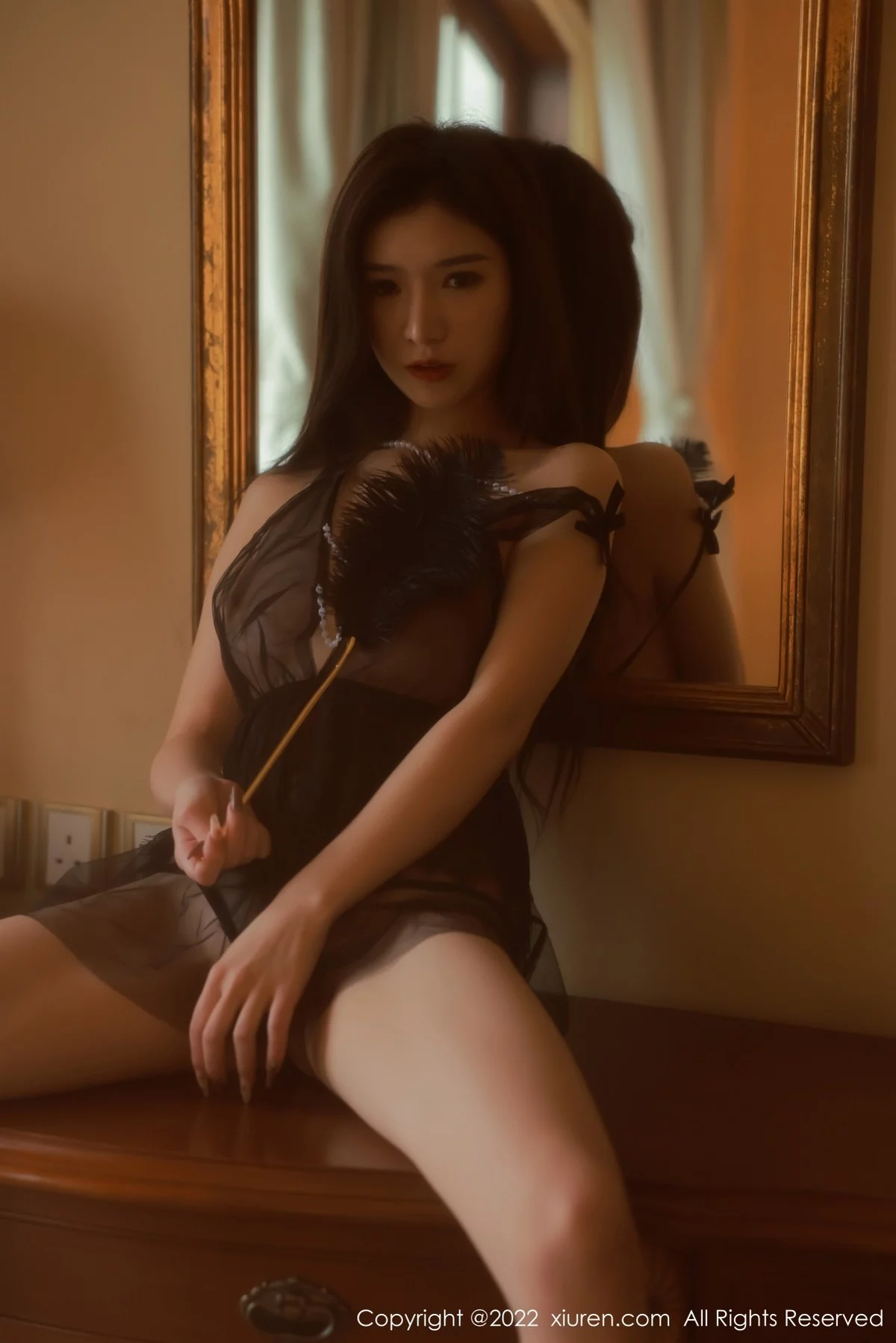 [[XiuRen秀人网]秀人网]No.5185_模特hebe韩心雨澳门旅拍黑色轻透薄纱裙露丁字裤秀翘臀诱惑写真62P