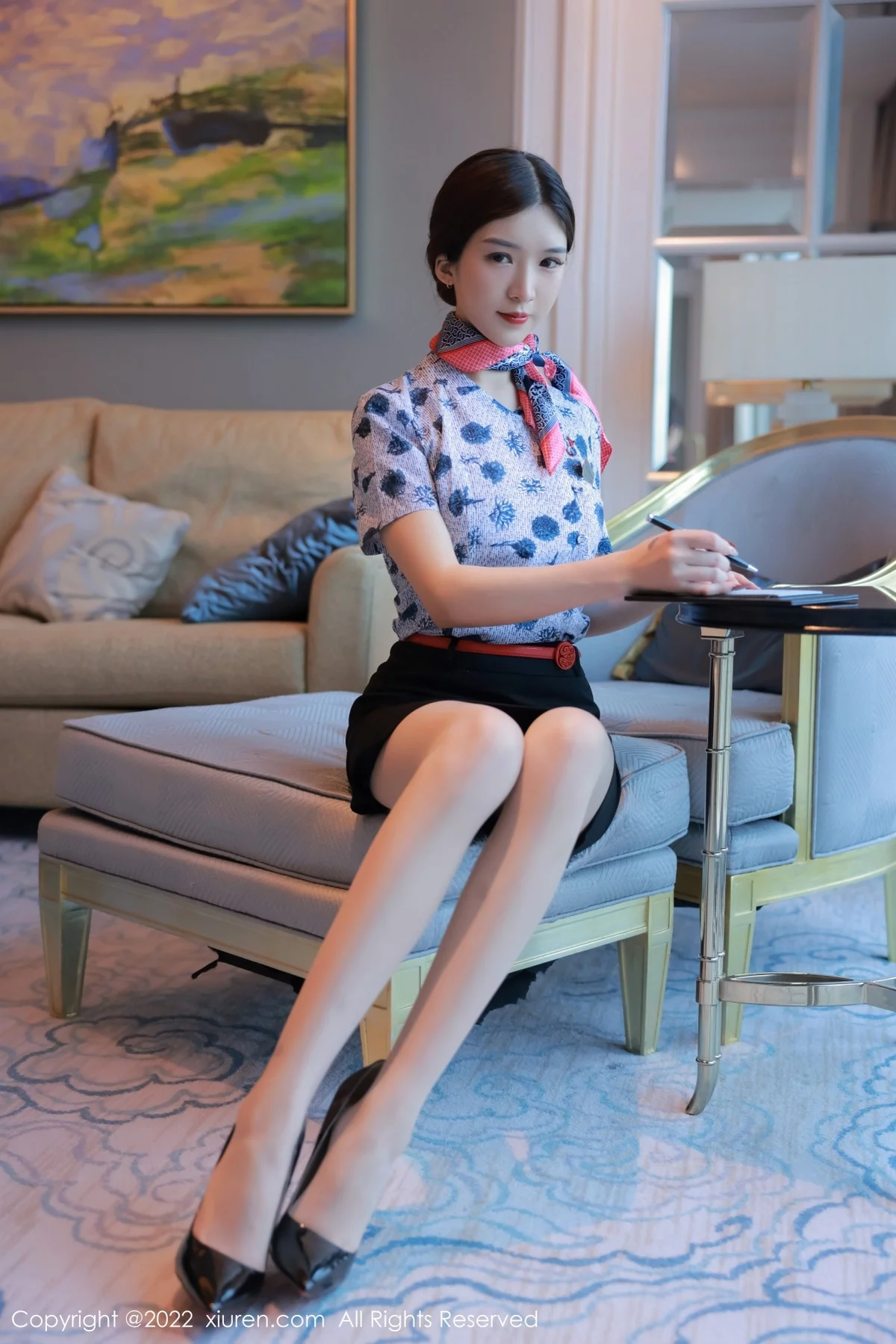 [[XiuRen秀人网]秀人网]No.5349_模特hebe韩心雨澳门旅拍空姐制服露蕾丝内衣超薄肉丝诱惑写真56P