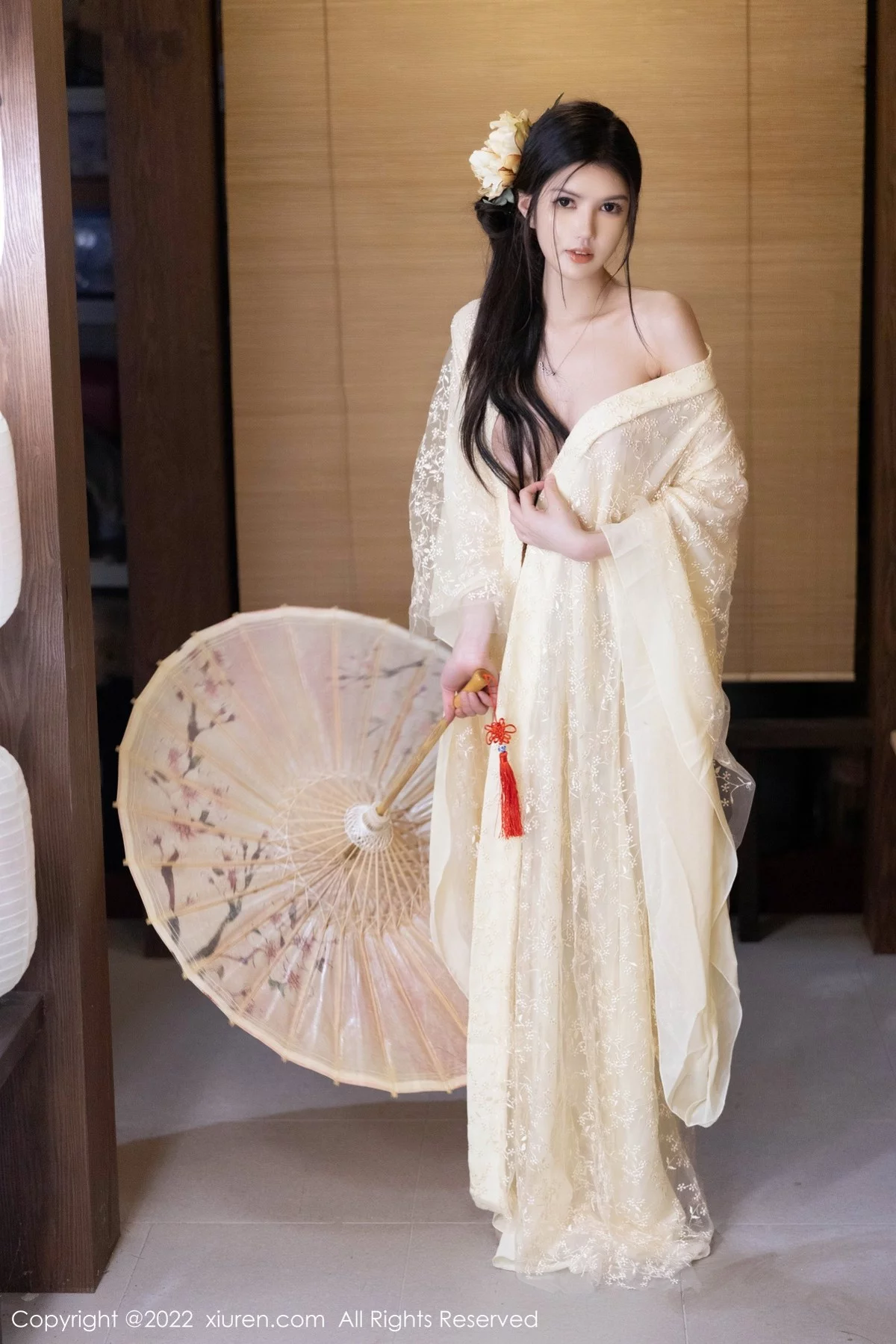 [[XiuRen秀人网]秀人网]No.5387_模特媛媛酱belle淡黄轻透古装服配超薄肉丝秀惹火身材诱惑写真60P