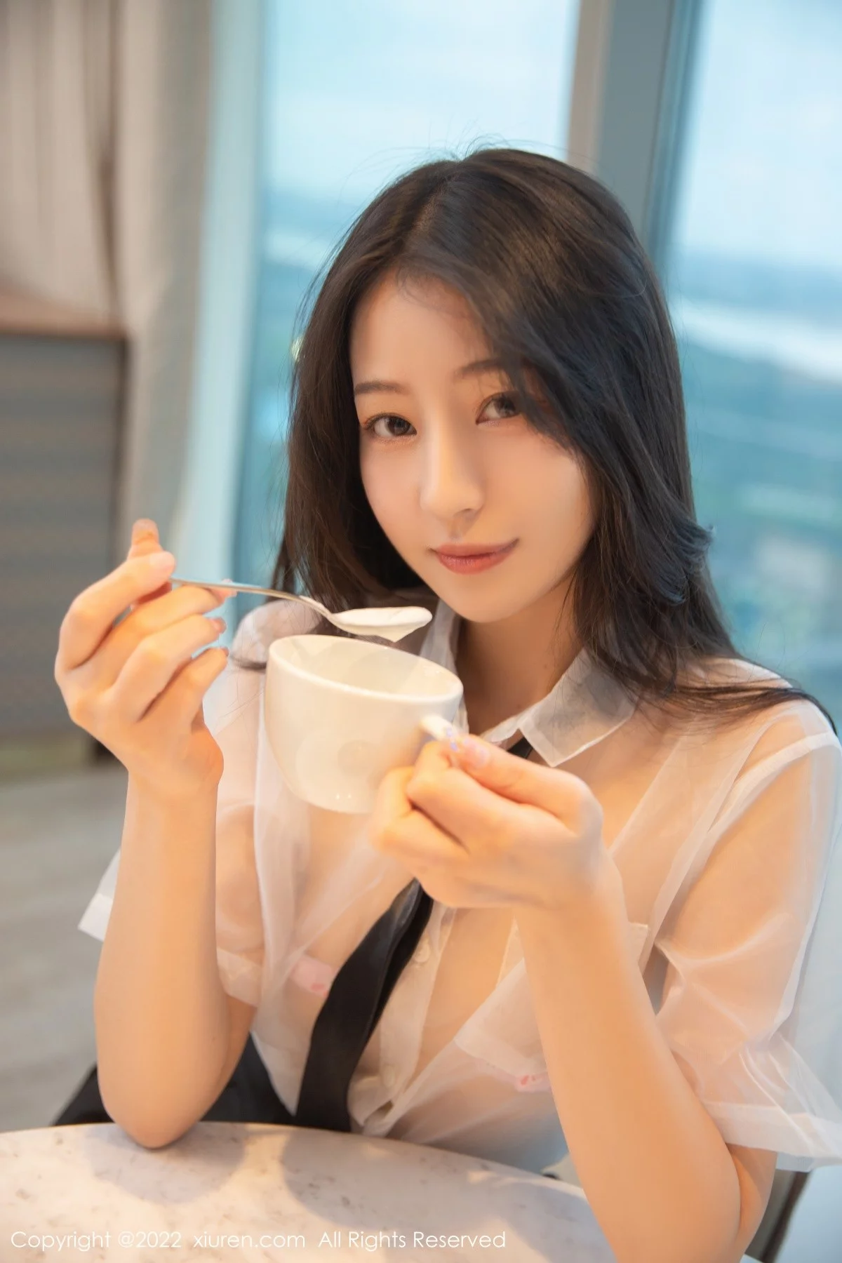 [[XiuRen秀人网]秀人网]No.5385_模特熊小诺性感轻透白T配黑色短裙露超薄无内黑丝极致诱惑写真72P