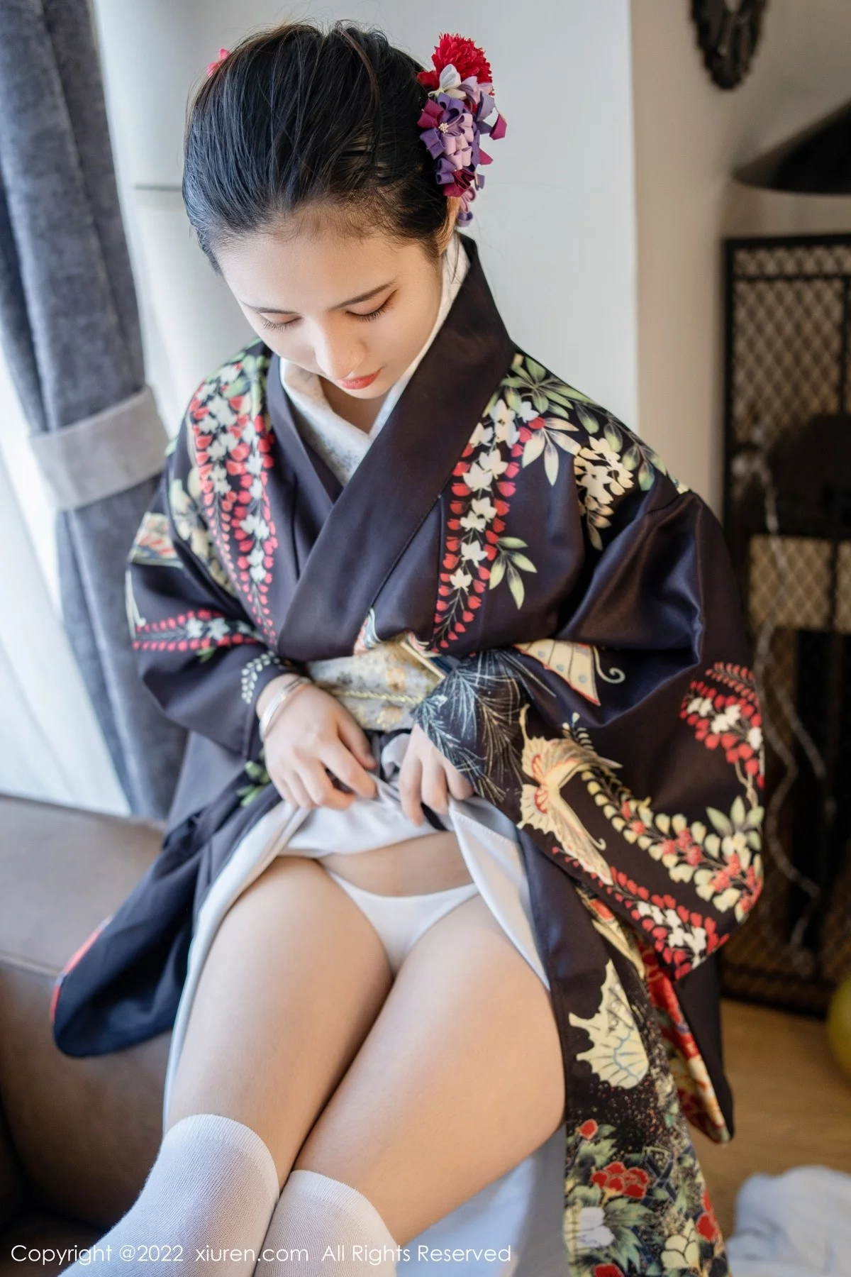 [[XiuRen秀人网]秀人网]No.5309_模特久久Aimee日系居家和服半脱露白色抹胸内衣秀豪乳诱惑写真62P