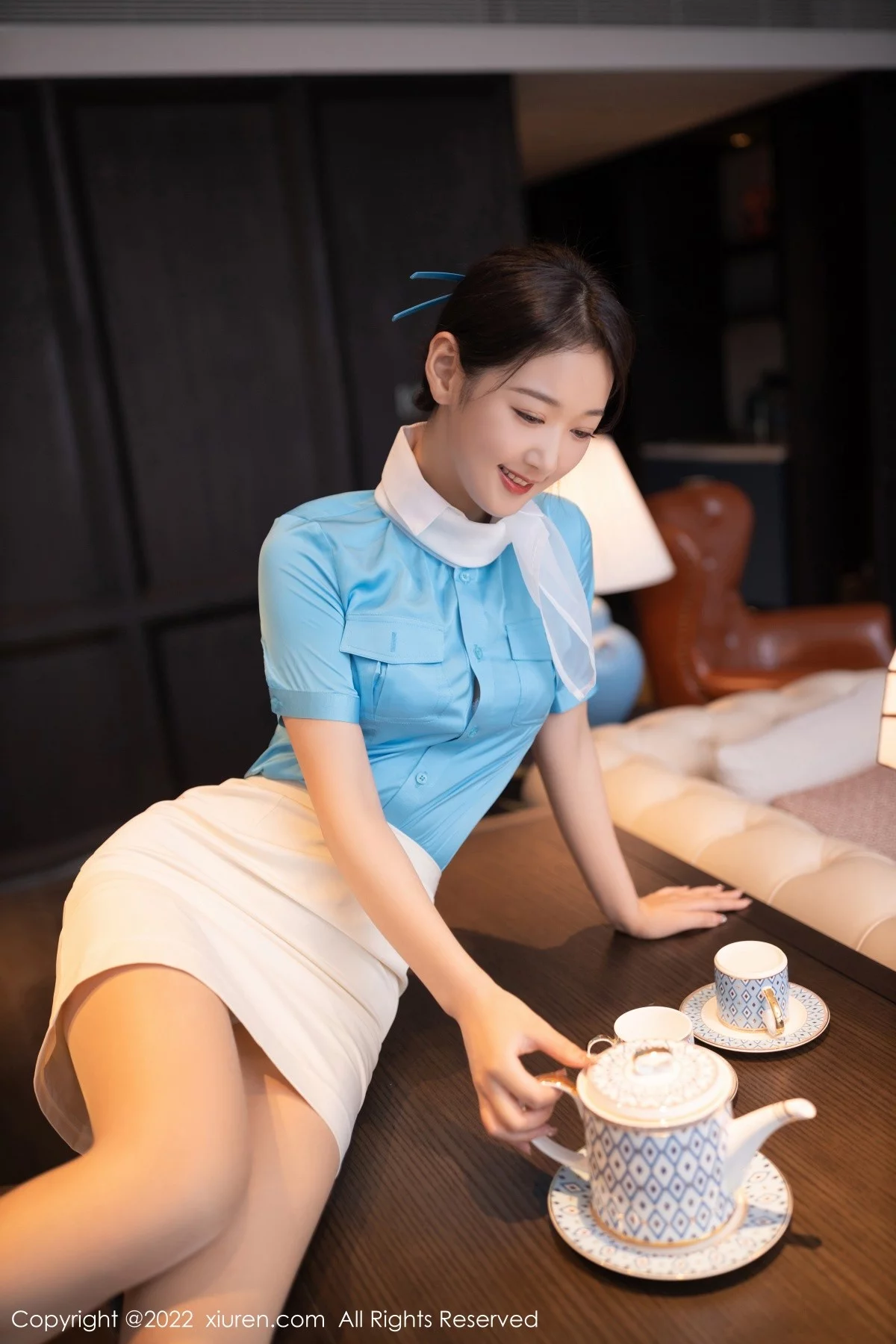 [[XiuRen秀人网]秀人网]No.5510_模特唐安琪空姐角色扮演性感白色蕾丝内衣配原色丝袜诱惑写真100P