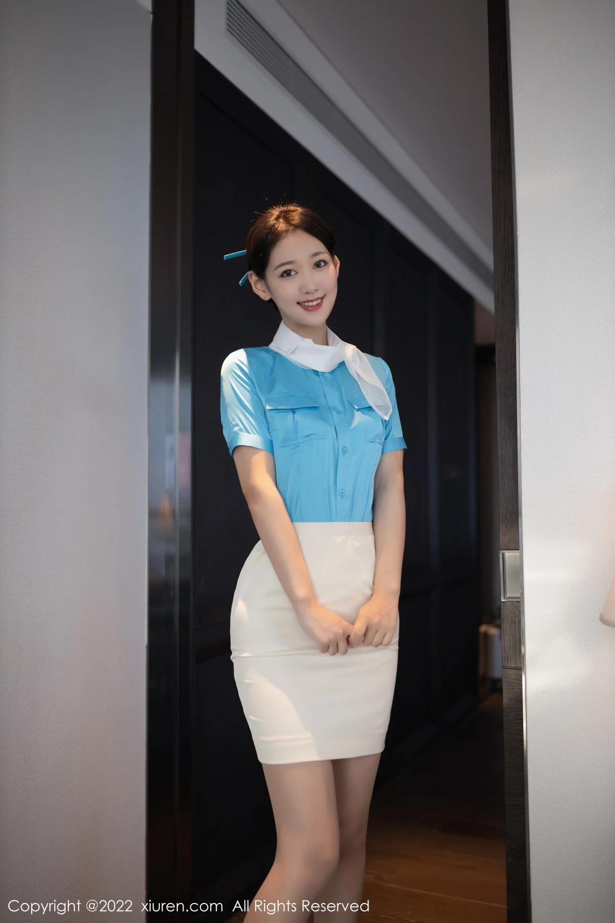 [[XiuRen秀人网]秀人网]No.5510_模特唐安琪空姐角色扮演性感白色蕾丝内衣配原色丝袜诱惑写真100P