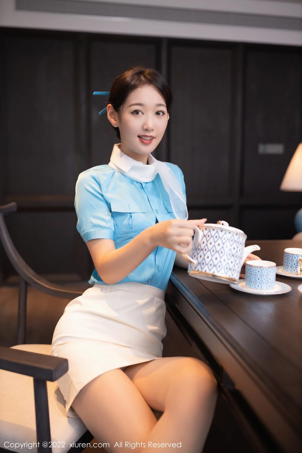 [[XiuRen秀人网]秀人网]No.5510_模特唐安琪空姐角色扮演性感白色蕾丝内衣配原色丝袜诱惑写真100P