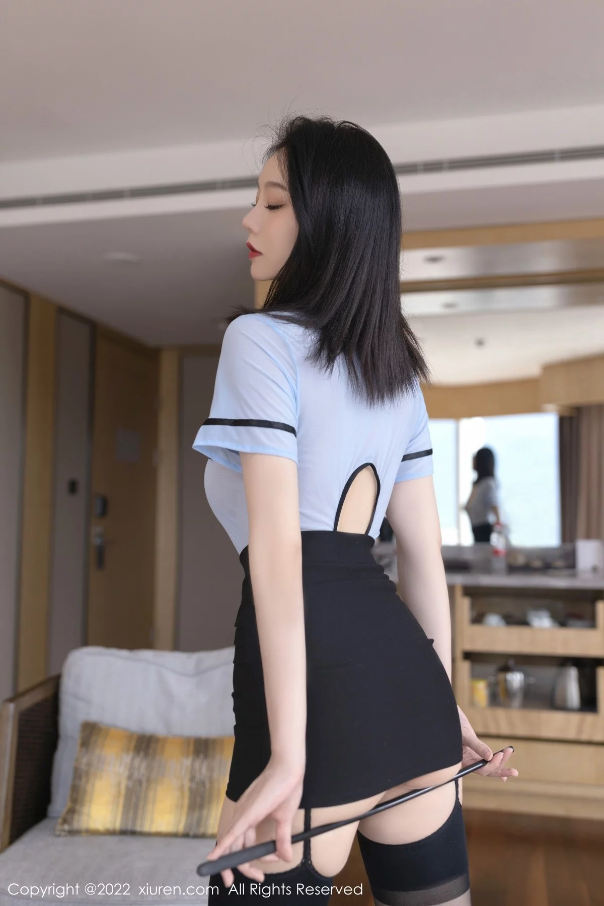 [[XiuRen秀人网]秀人网]No.5516_模特安然anran教师角色装扮淡蓝轻透连体衣秀翘臀美腿诱惑写真81P