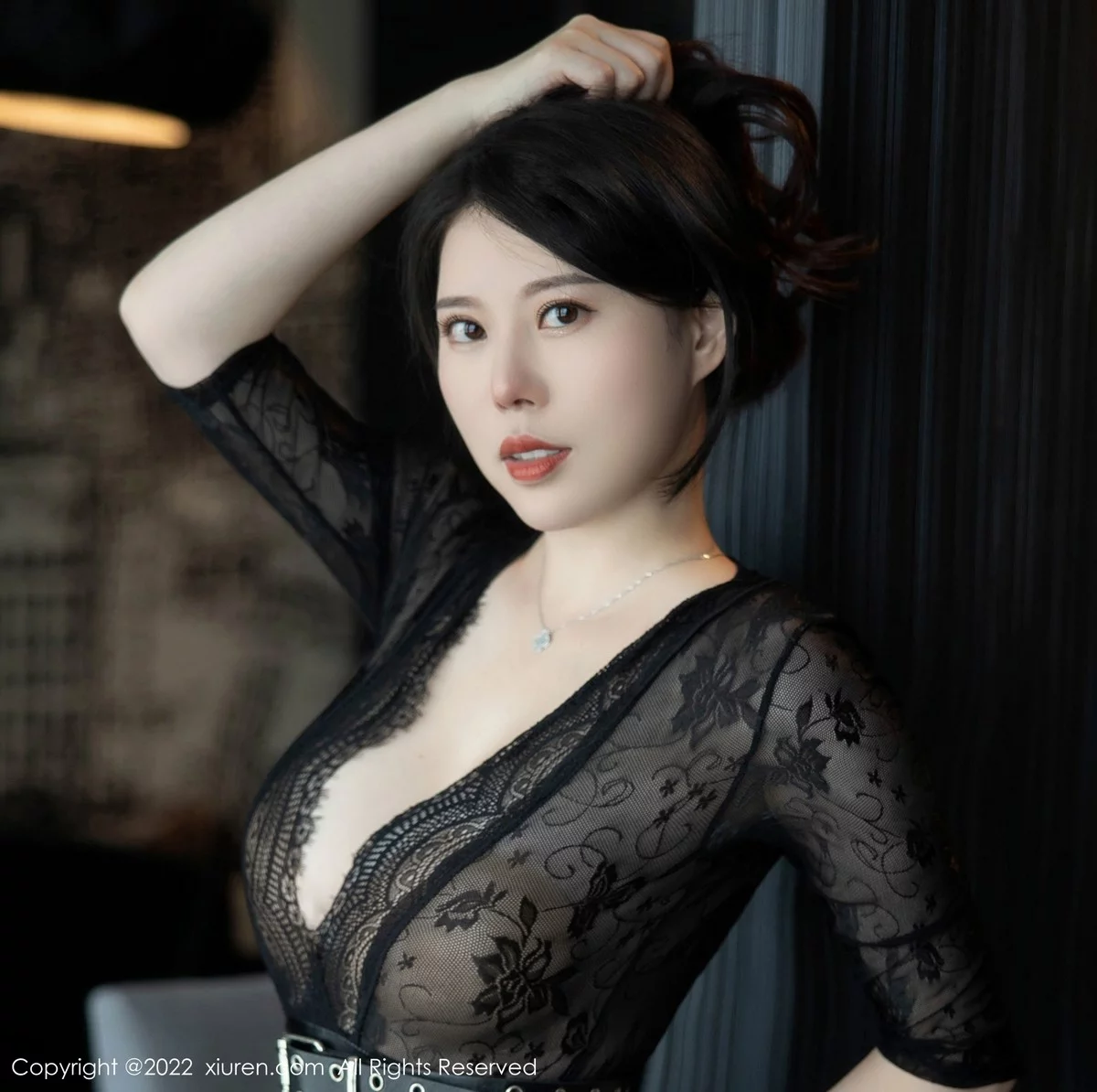 [[XiuRen秀人网]秀人网]No.5541_模特白茹雪性感黑色网纱连衣裙配黑丝吊袜秀完美身材诱惑写真78P