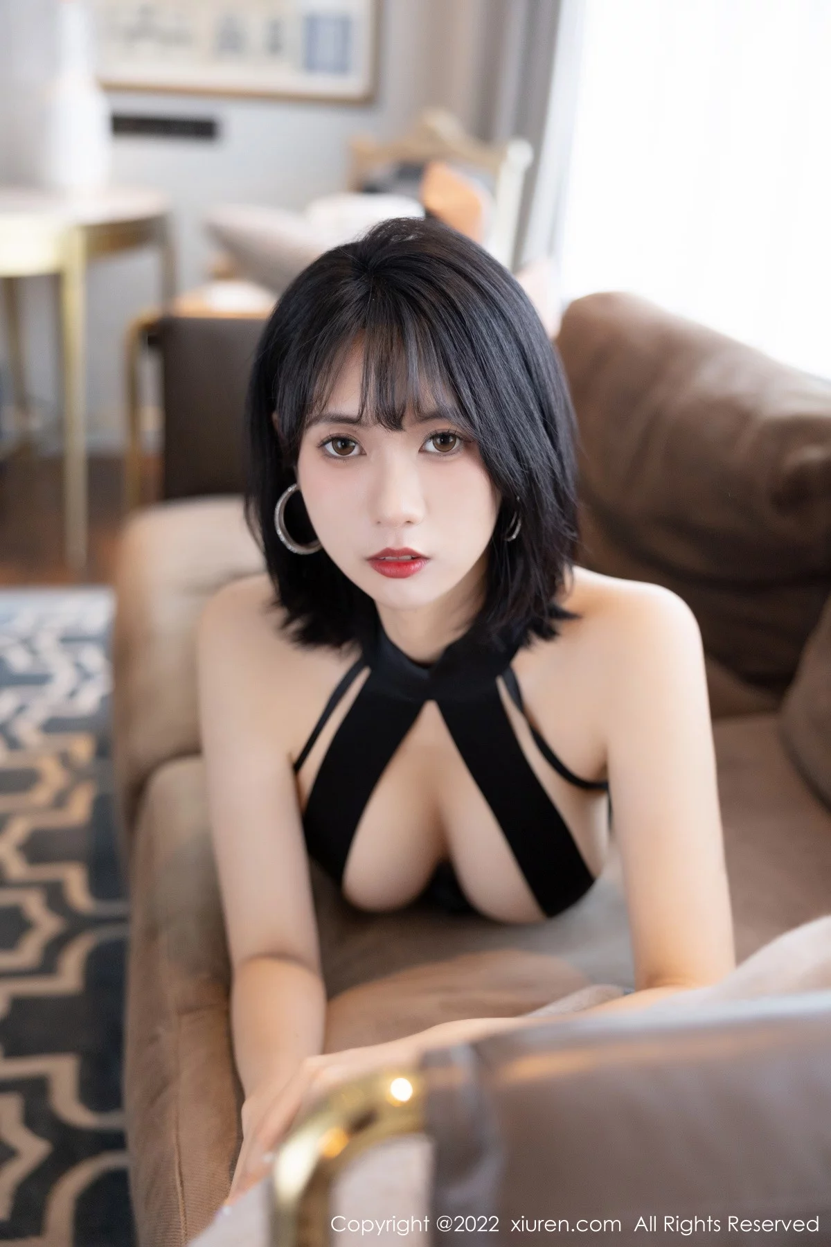 [[XiuRen秀人网]秀人网]No.5782_模特林子遥性感黑色情趣服饰配黑色蕾丝袜秀惹火身材诱惑写真84P