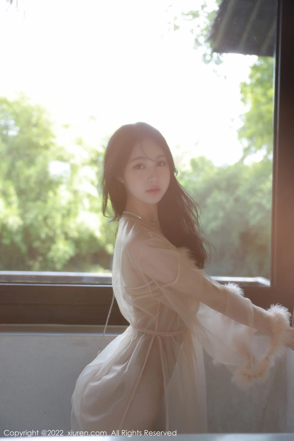 [[XiuRen秀人网]秀人网]No.5796_模特谢晚晚浅色薄纱轻透情趣服配超薄肉丝秀惹火身材诱惑写真58P