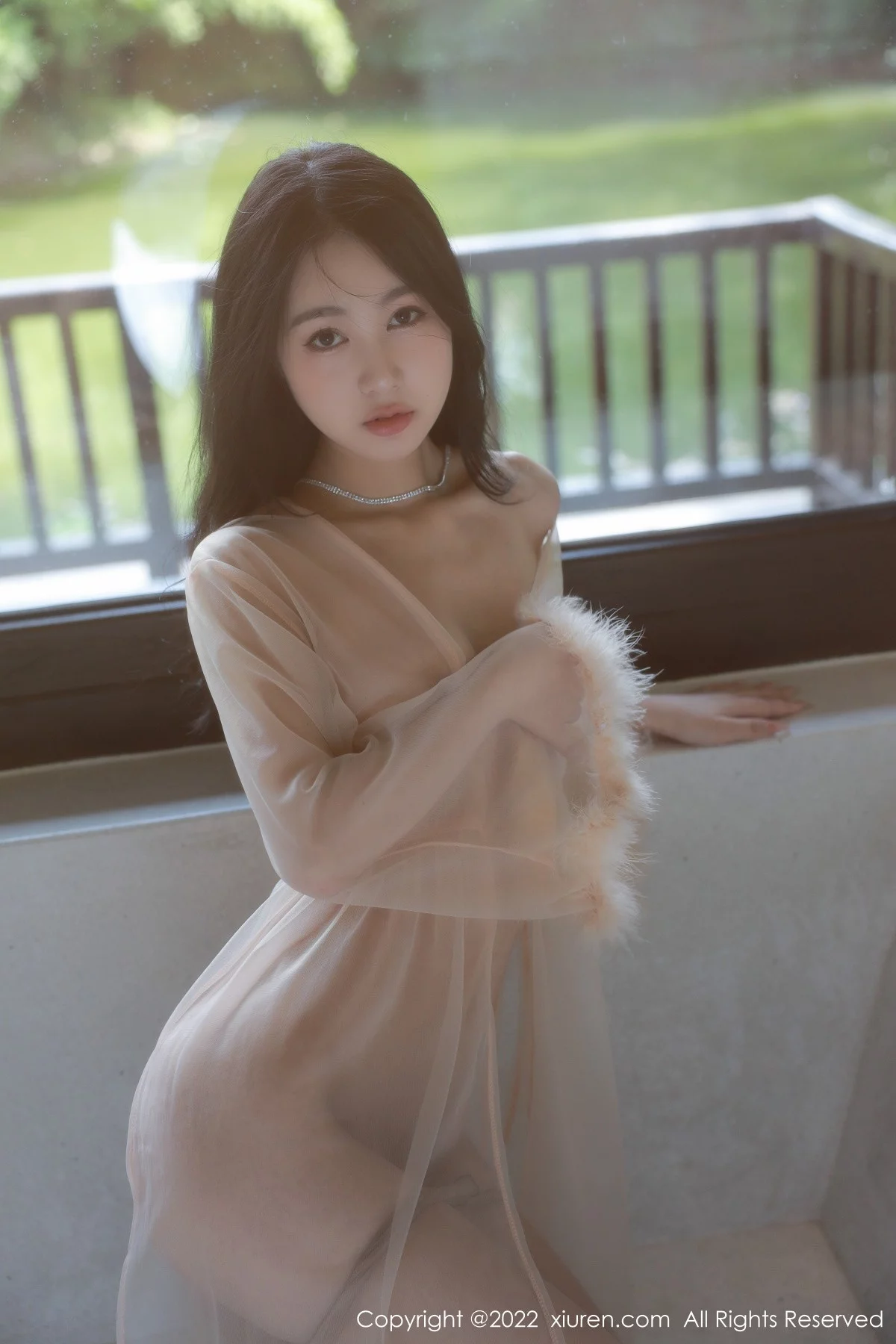 [[XiuRen秀人网]秀人网]No.5796_模特谢晚晚浅色薄纱轻透情趣服配超薄肉丝秀惹火身材诱惑写真58P