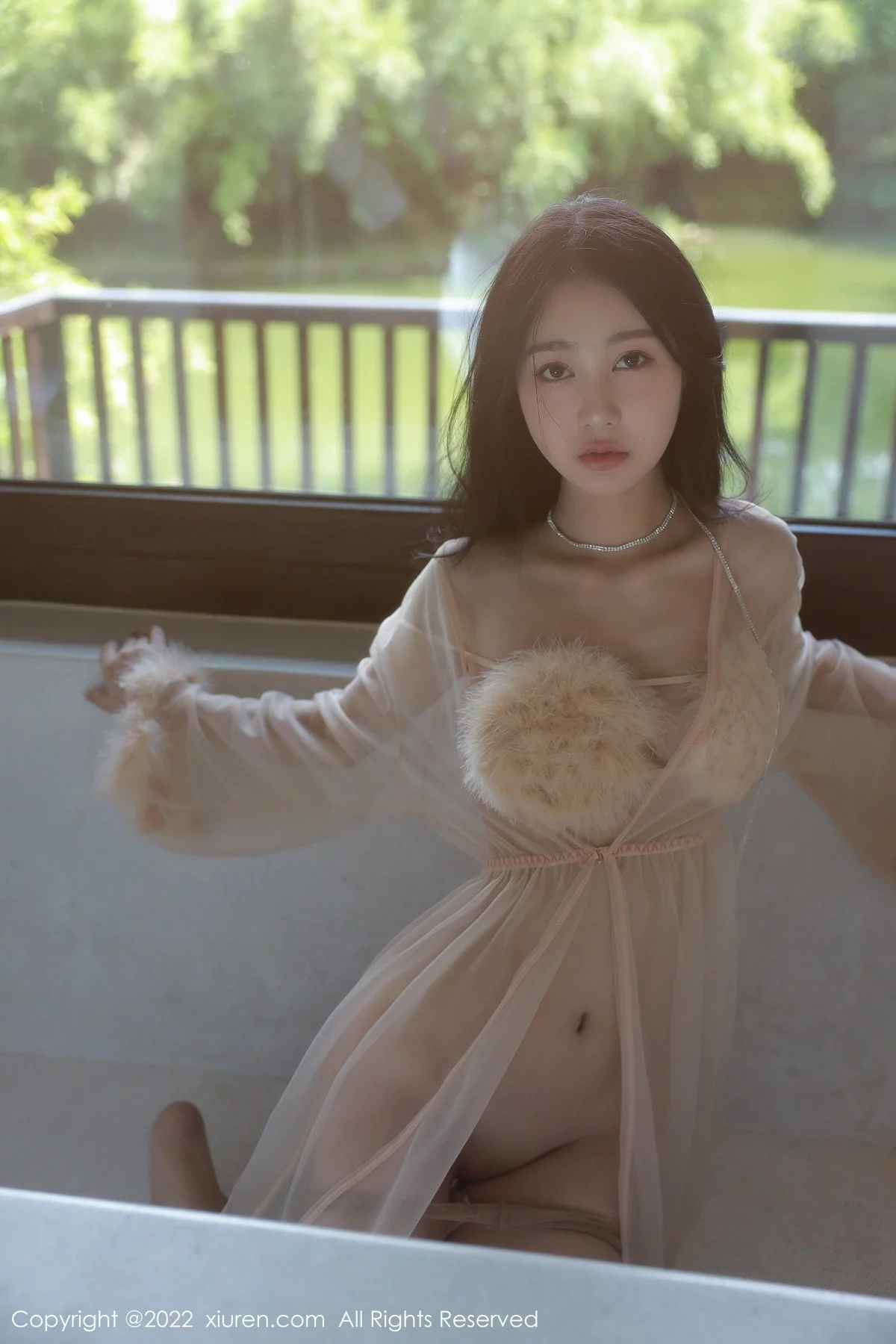 [[XiuRen秀人网]秀人网]No.5796_模特谢晚晚浅色薄纱轻透情趣服配超薄肉丝秀惹火身材诱惑写真58P