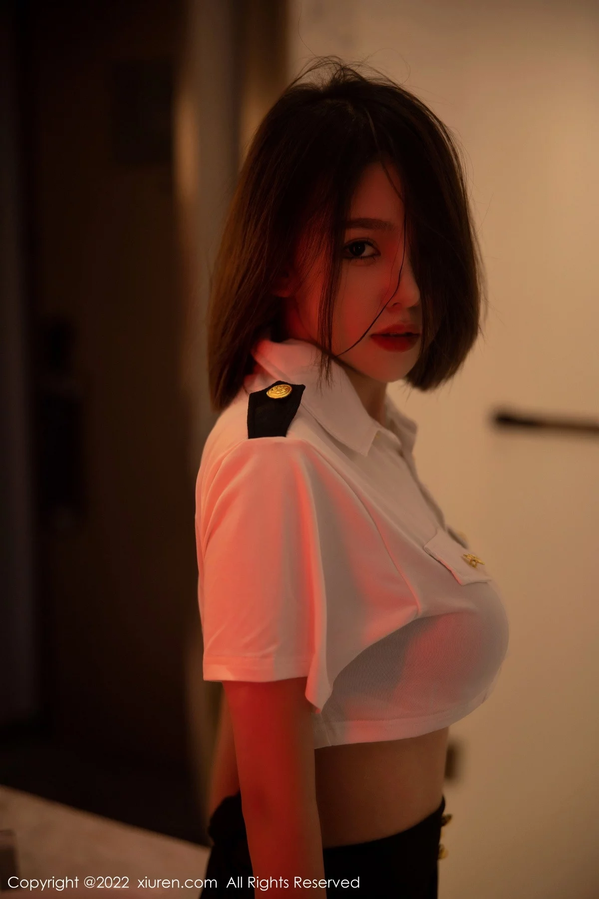 [[XiuRen秀人网]秀人网]No.5815_模特美羊羊性感制服主题白色上衣配黑短裙露黑色内衣诱惑写真79P