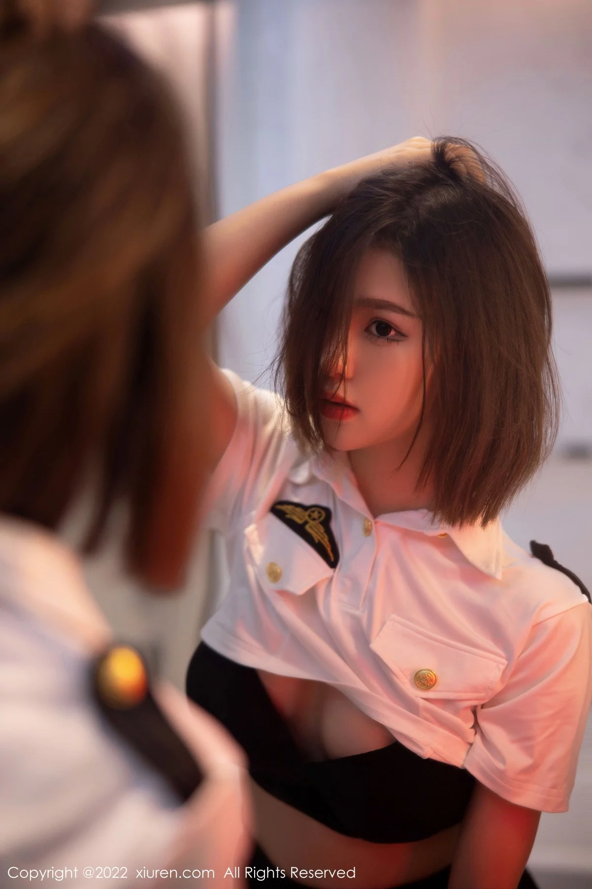 [[XiuRen秀人网]秀人网]No.5815_模特美羊羊性感制服主题白色上衣配黑短裙露黑色内衣诱惑写真79P