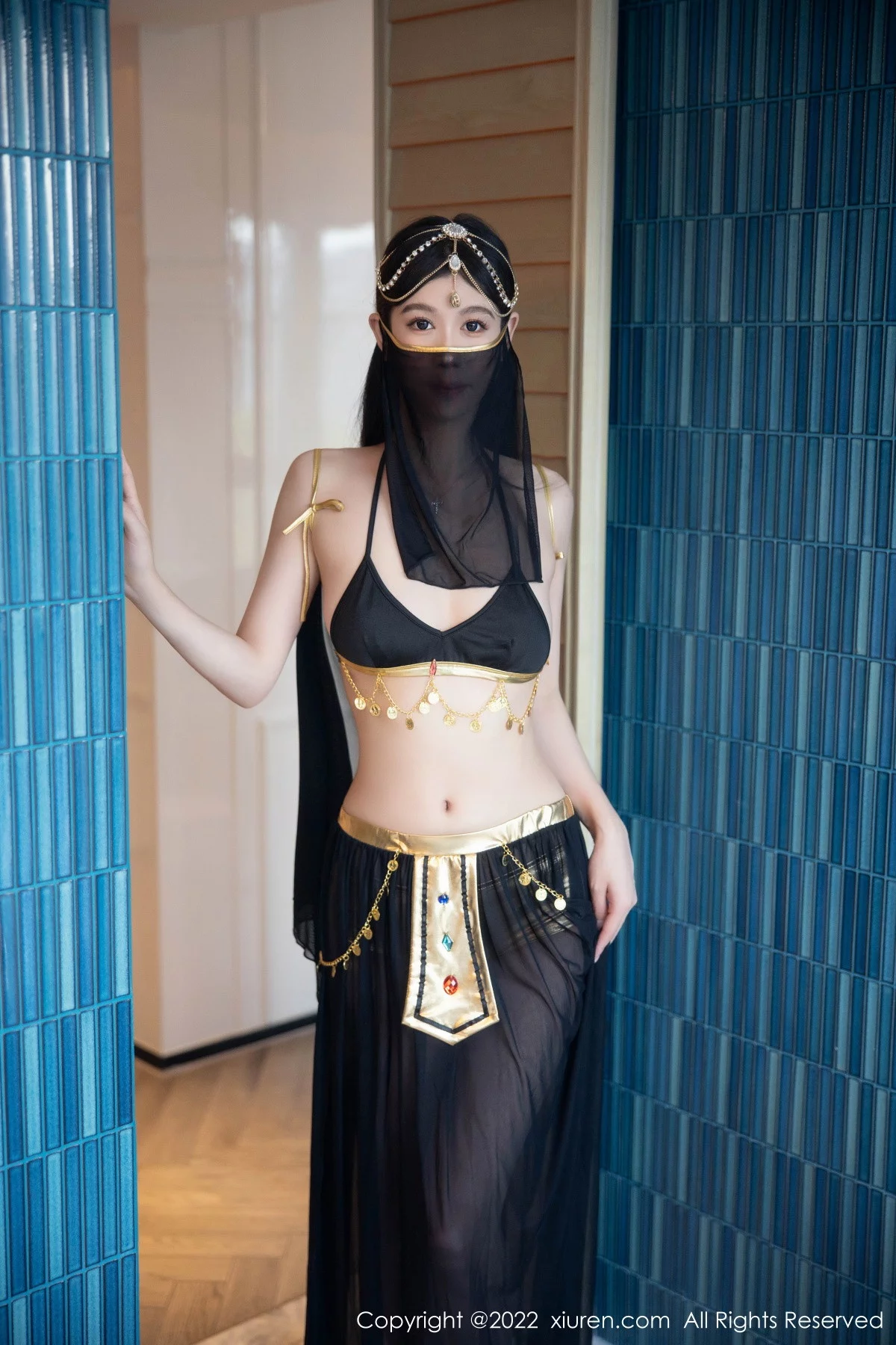 [[XiuRen秀人网]秀人网]No.5849_模特李雅柔西域风情主题黑色薄纱遮面露性感内衣迷人诱惑写真65P