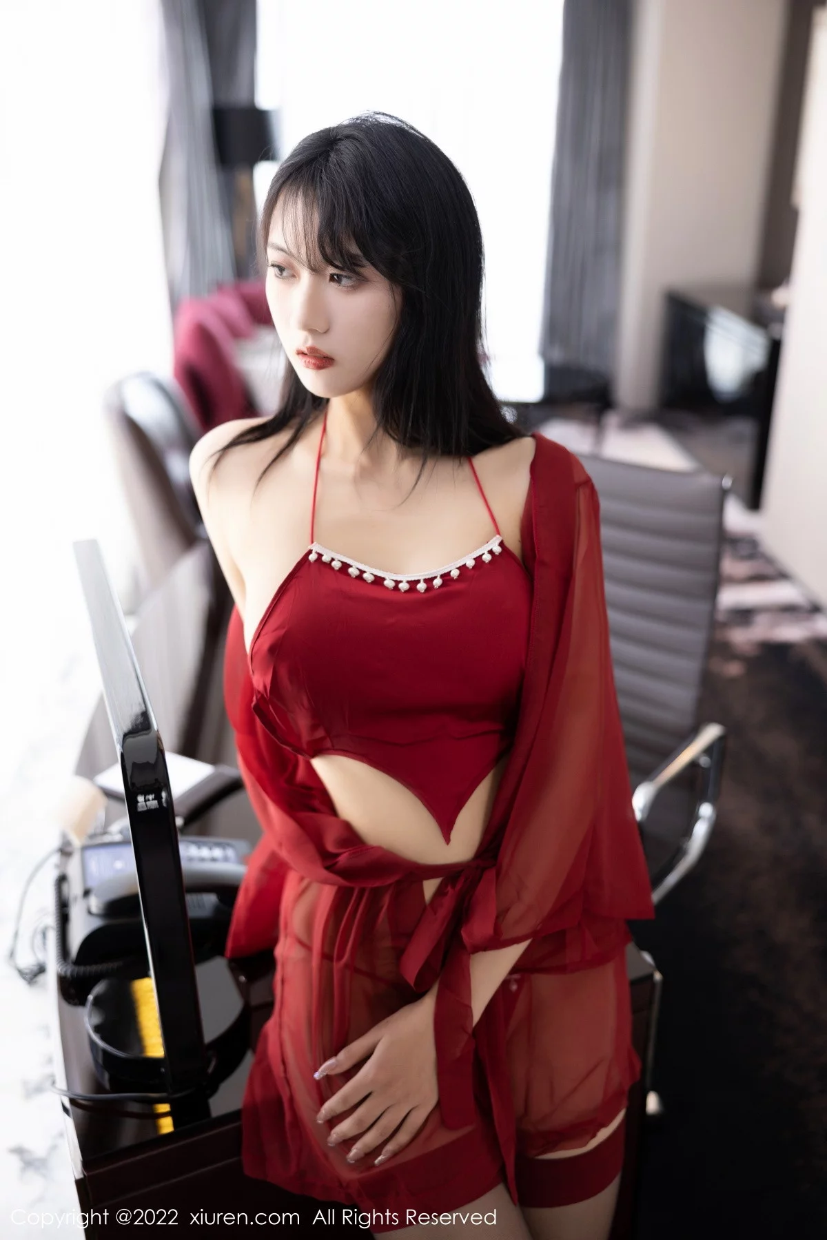 [[XiuRen秀人网]秀人网]No.5850_模特林子遥私房性感红色薄纱睡衣+性感黑色内衣完美诱惑写真81P
