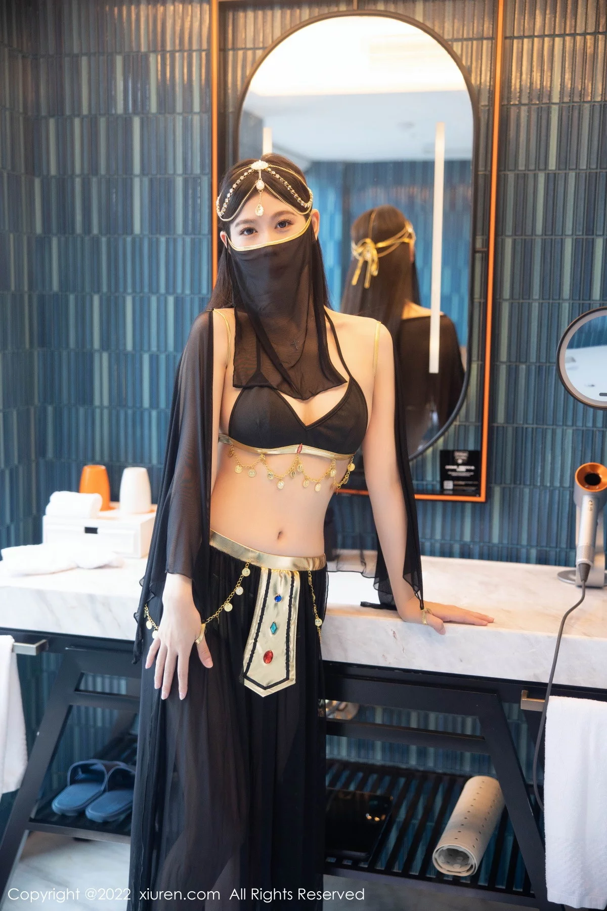 [[XiuRen秀人网]秀人网]No.5849_模特李雅柔西域风情主题黑色薄纱遮面露性感内衣迷人诱惑写真65P