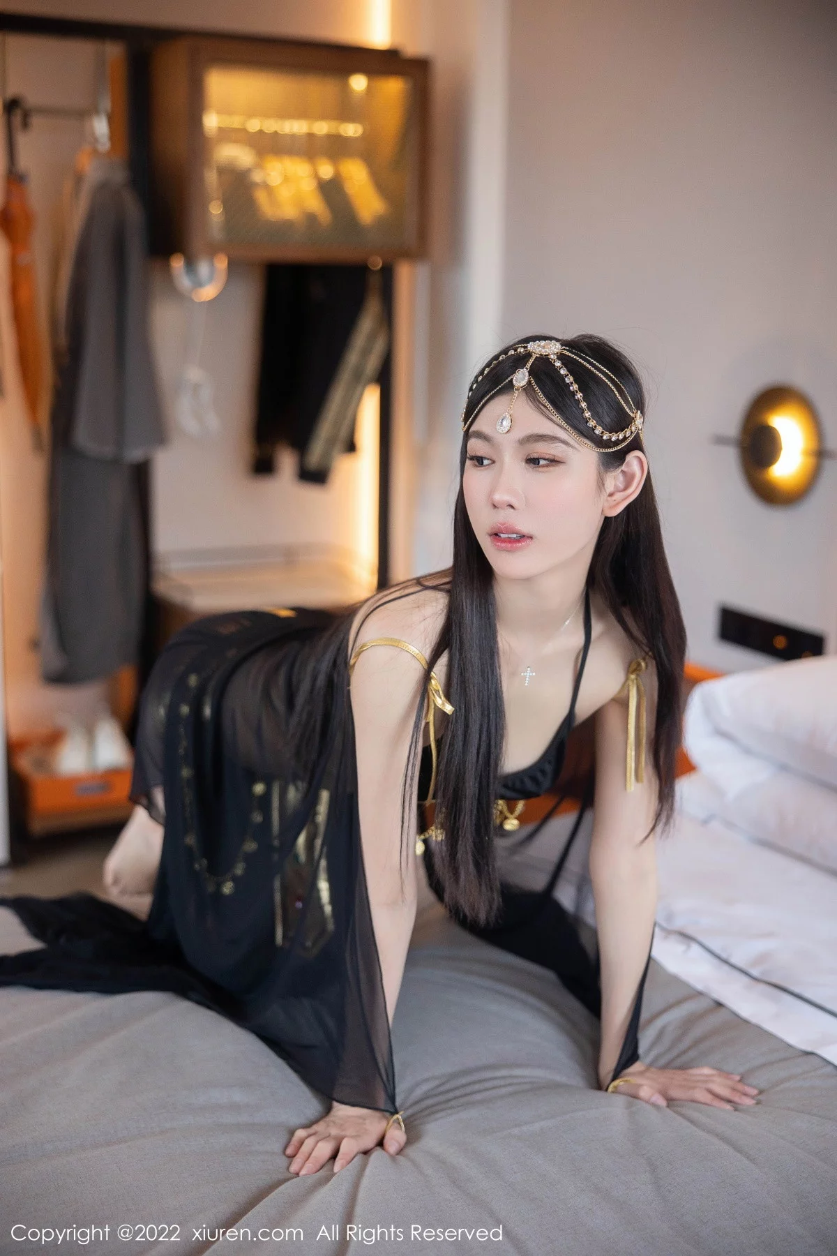 [[XiuRen秀人网]秀人网]No.5849_模特李雅柔西域风情主题黑色薄纱遮面露性感内衣迷人诱惑写真65P