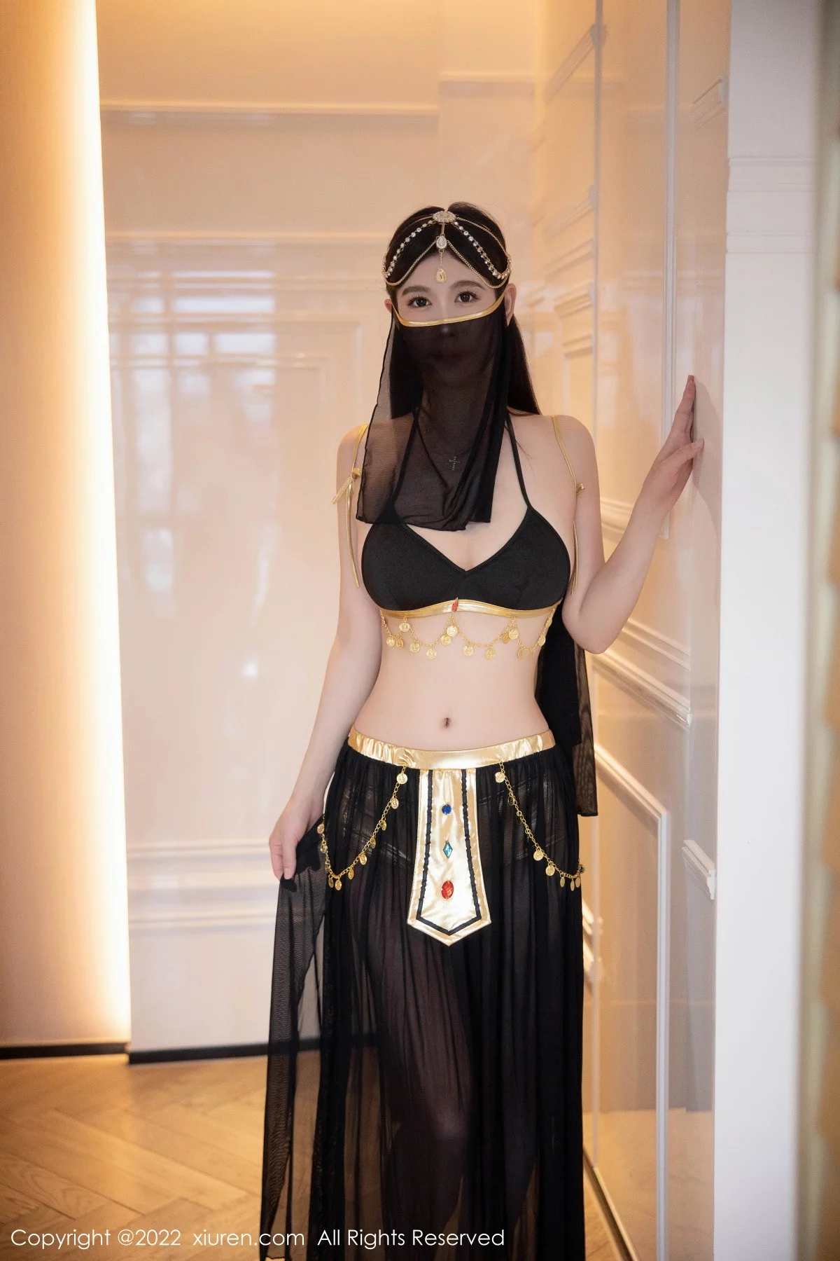 [[XiuRen秀人网]秀人网]No.5849_模特李雅柔西域风情主题黑色薄纱遮面露性感内衣迷人诱惑写真65P