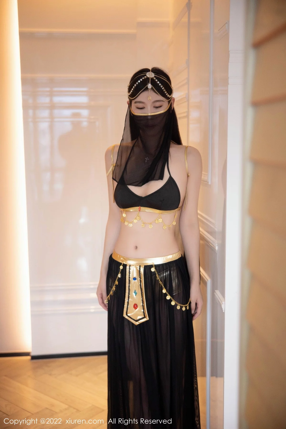 [[XiuRen秀人网]秀人网]No.5849_模特李雅柔西域风情主题黑色薄纱遮面露性感内衣迷人诱惑写真65P