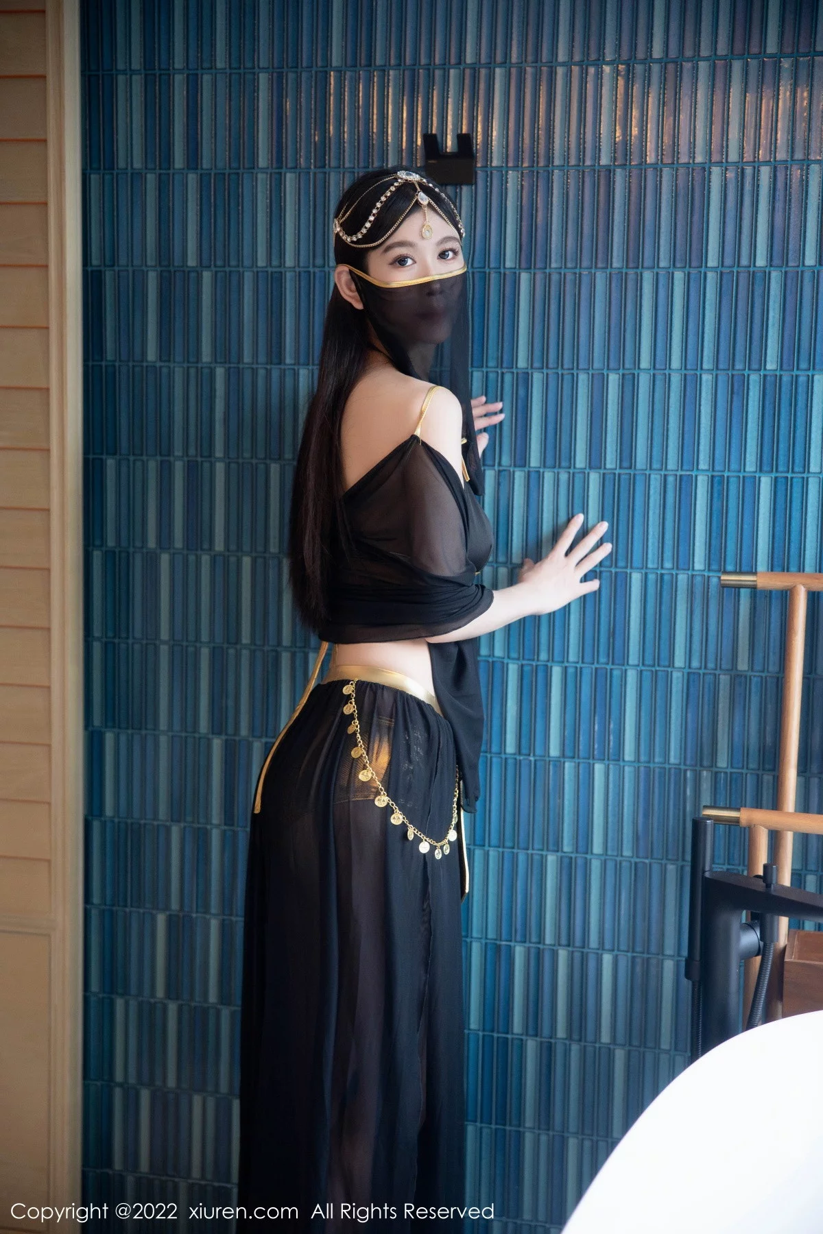 [[XiuRen秀人网]秀人网]No.5849_模特李雅柔西域风情主题黑色薄纱遮面露性感内衣迷人诱惑写真65P